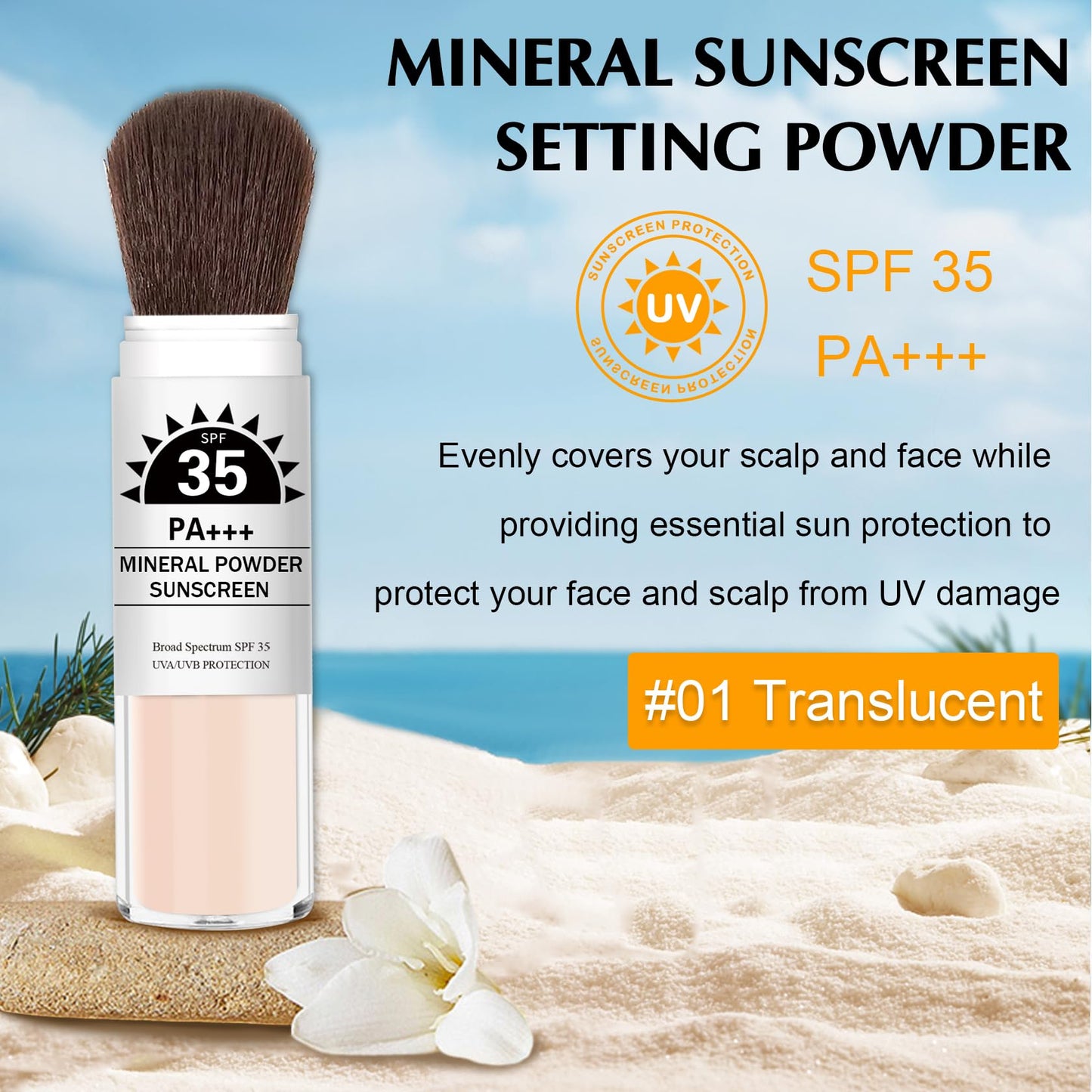 IONSGAKO Mineral Powder Sunscreen SPF35 Setting Powder for Face,Translucent