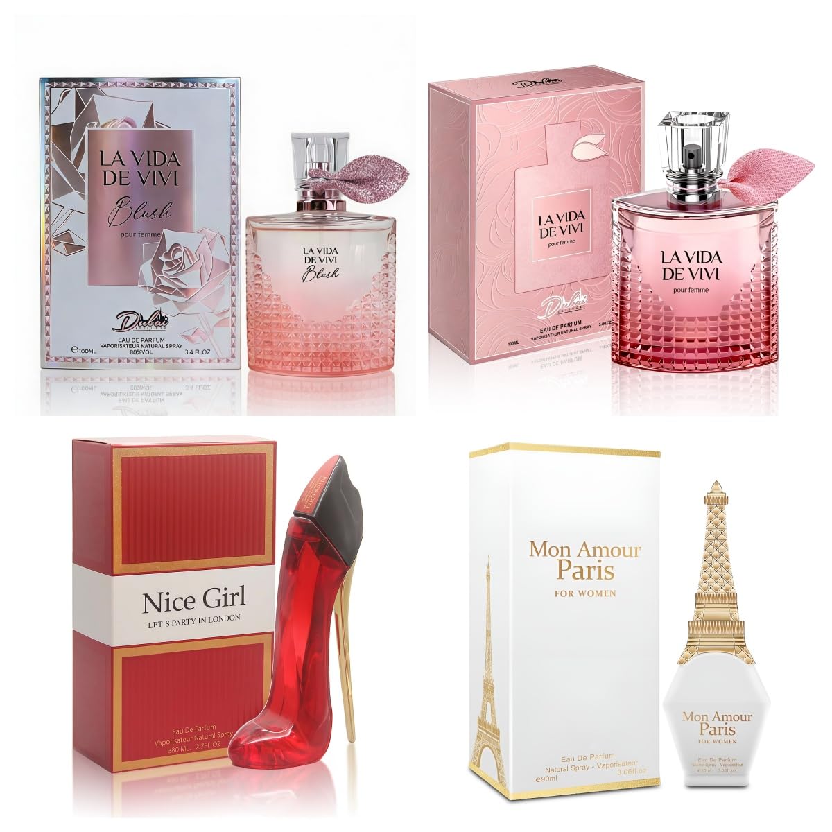 4PCS Women's Perfume Gift Set - Sweet Fruity Vanilla Scents | 3.4 Fl Oz Each