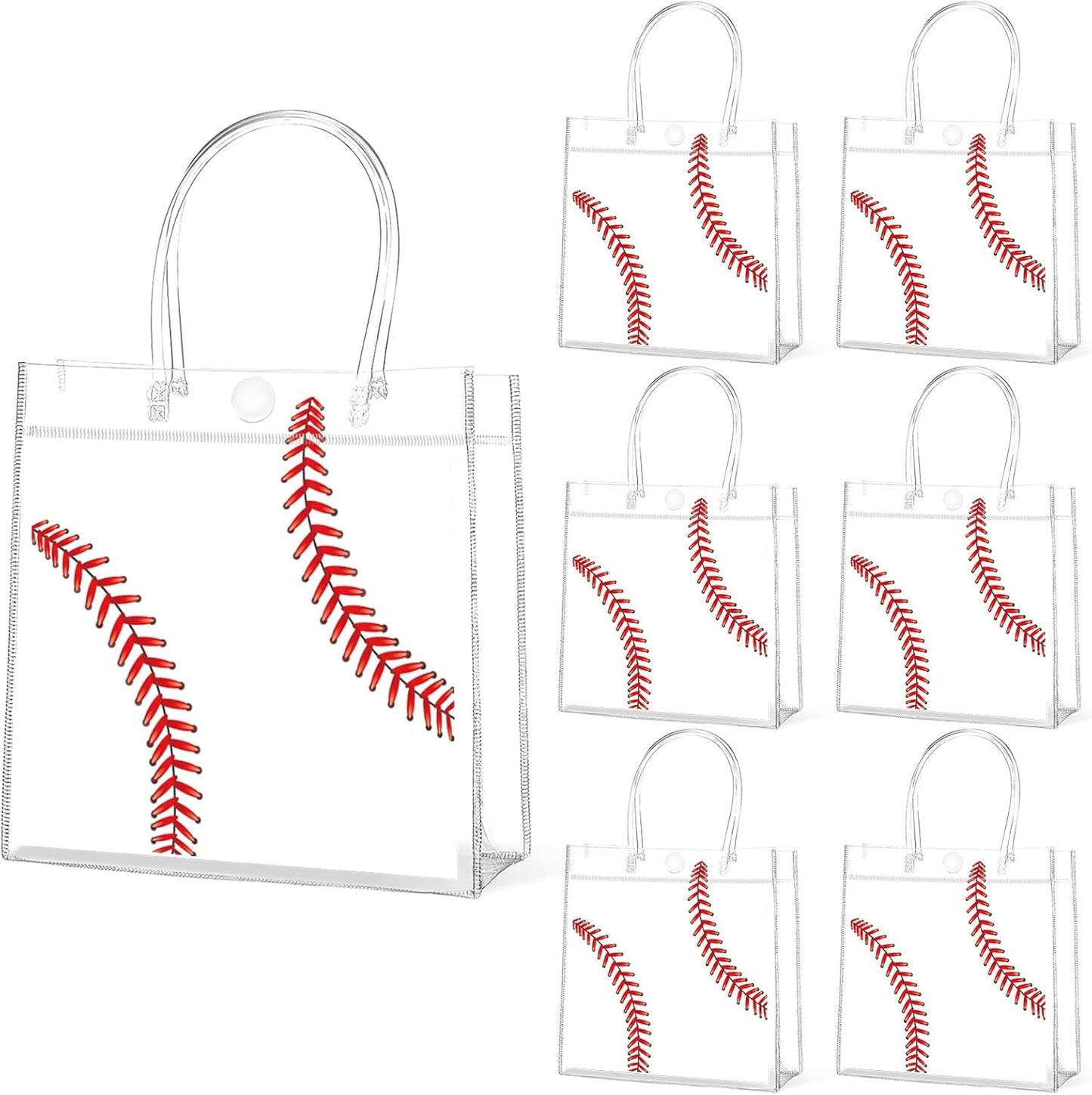 Softball Clear PVC Gift Bags - 24Pcs Sport Theme Goodie Treat Tote Bags | 8 x 8 x 3In for Boys Birthday Party & Baby Shower Decor