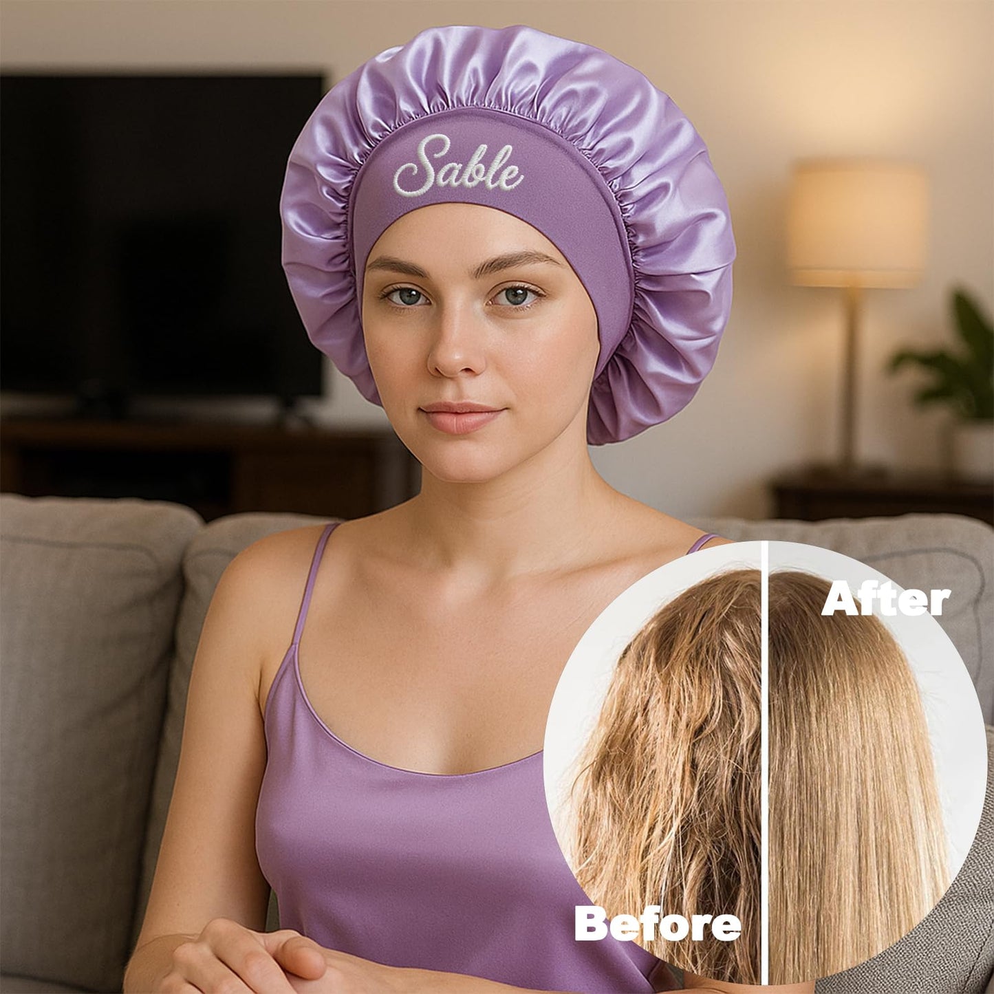 Personalized Hair Bonnet for Sleeping Women Valentines Day Gifts Custom Embroidered Name Silk Bonnets for Women Girls Satin Bonnet Elastic Band Sleep Cap Curly Hair