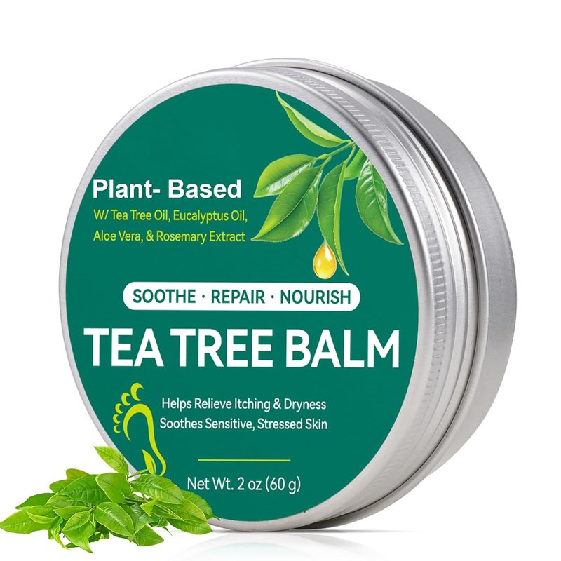 Tea Tree Oil Balm - Natural Foot & Body Cream with Eucalyptus & Aloe Vera | Soothes Dry, Itchy Skin - 2 OZ/60g