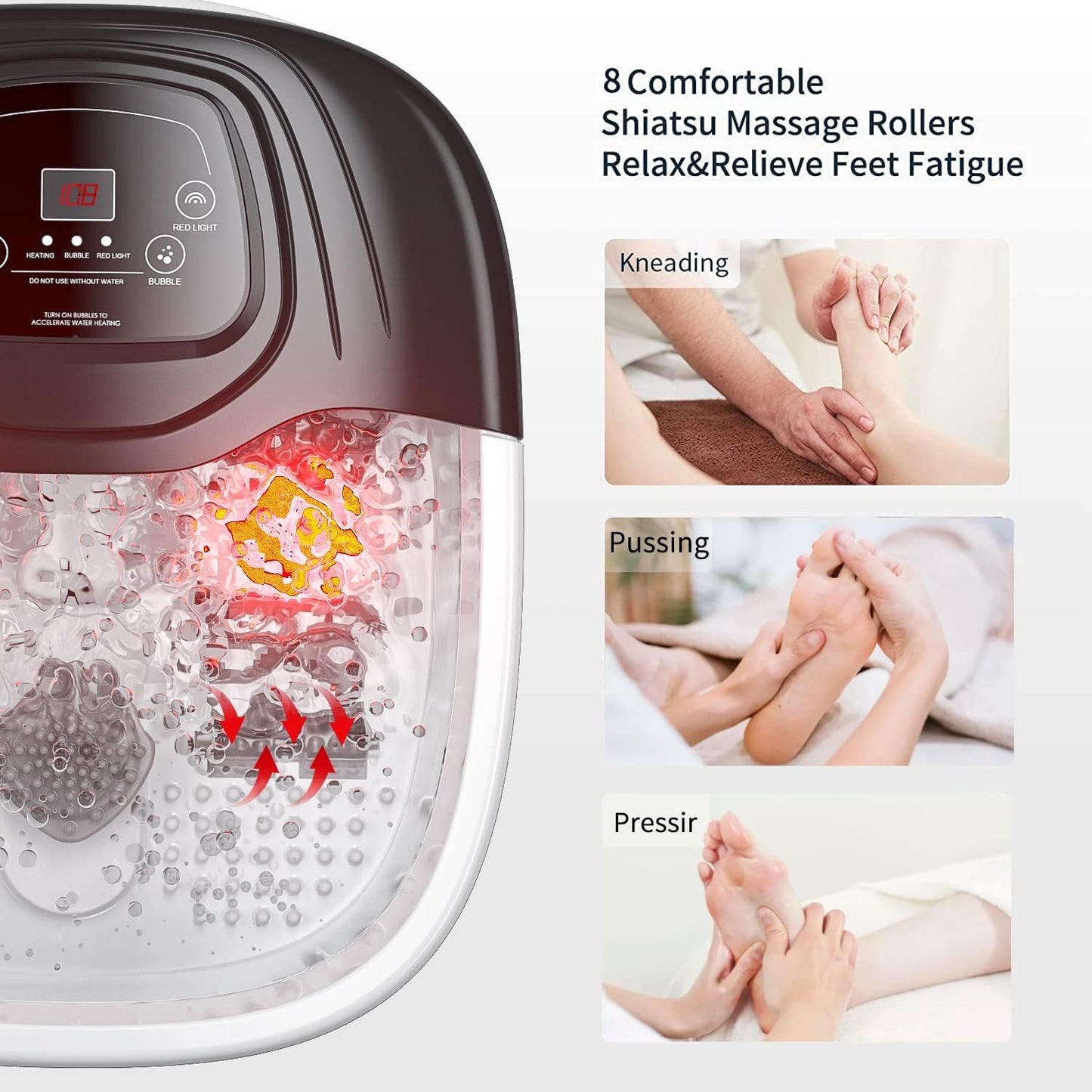 Foot Soaking Tub - Spa Bath Massager with Heat & Vibration | Epsom Salt Soaker for Relaxation & Pain Relief