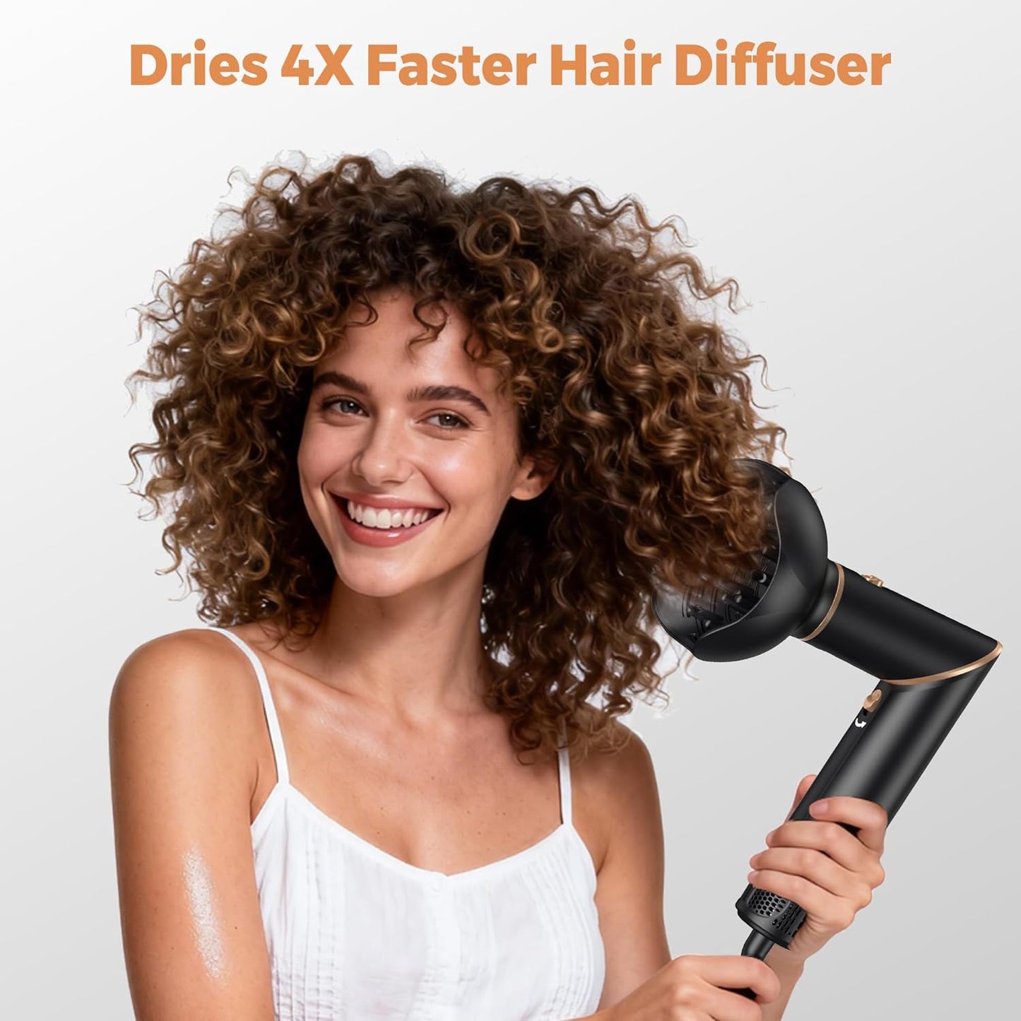 Blow Dryer Brush 6-in-1 | Foldable Hot Air Brush for Volumizing, Curling & Straightening - Detachable Design