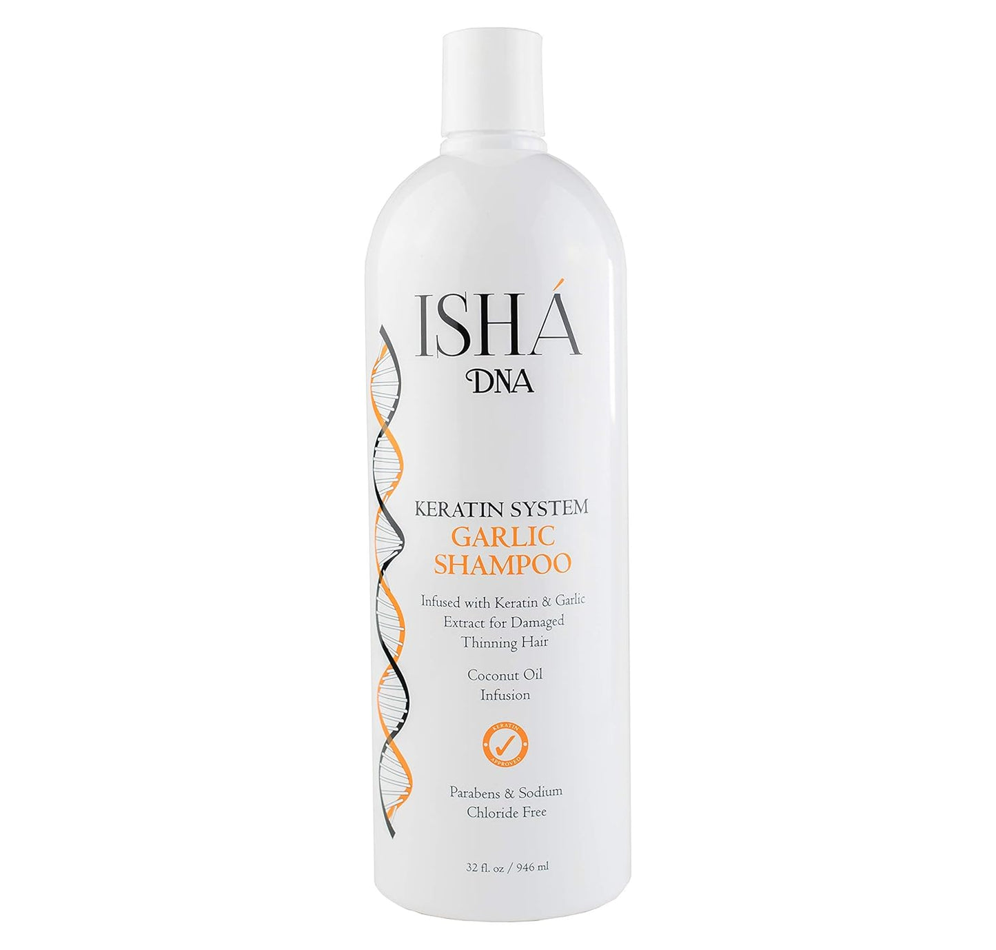 Keratin System Shampoo - Garlic Extract for Thinning Hair | Sulfate & Paraben Free, Promotes Growth