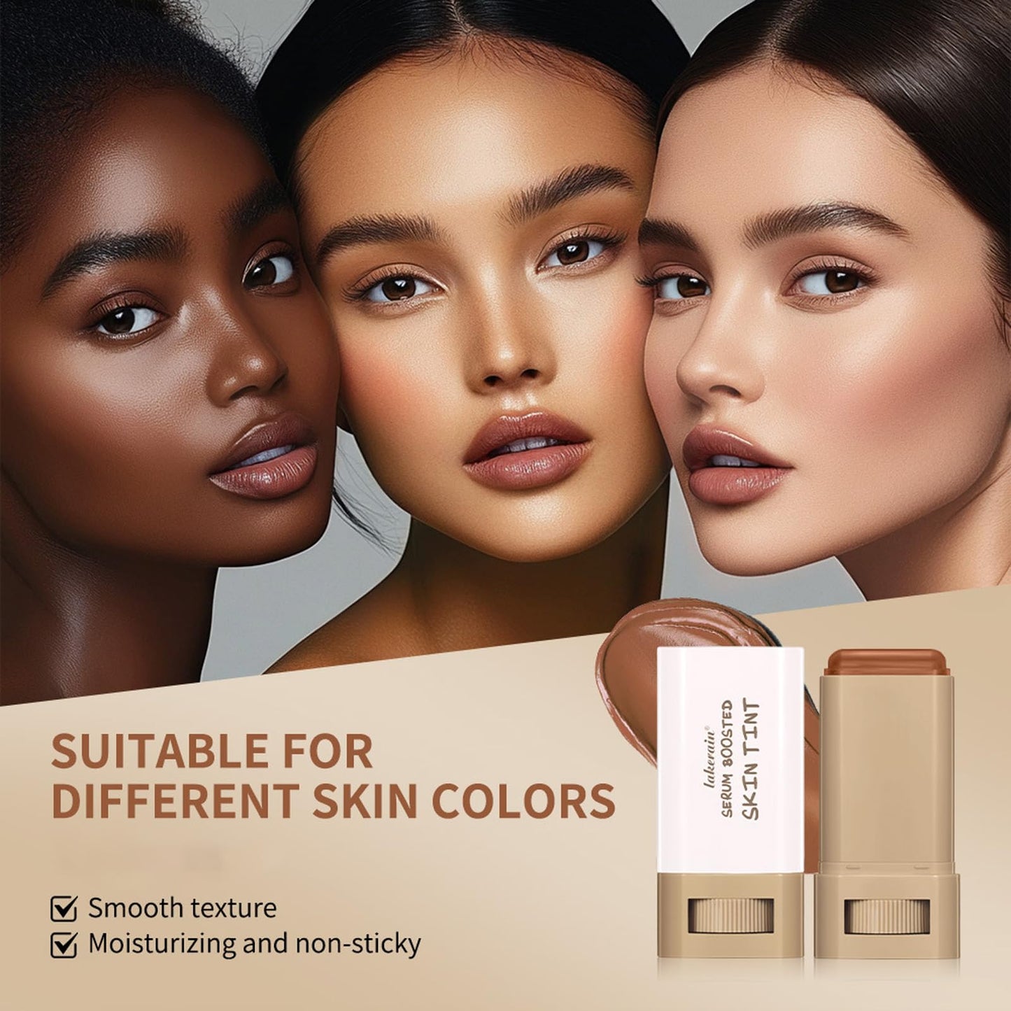 Dulele Solid Tinted Foundation Stick, Beauty Balm Serum Boosted Skin Tint, On-the-Glow Base, Moisturizing Serum Contour Stick, Natural Finish Makeup, Lightweight Blendable