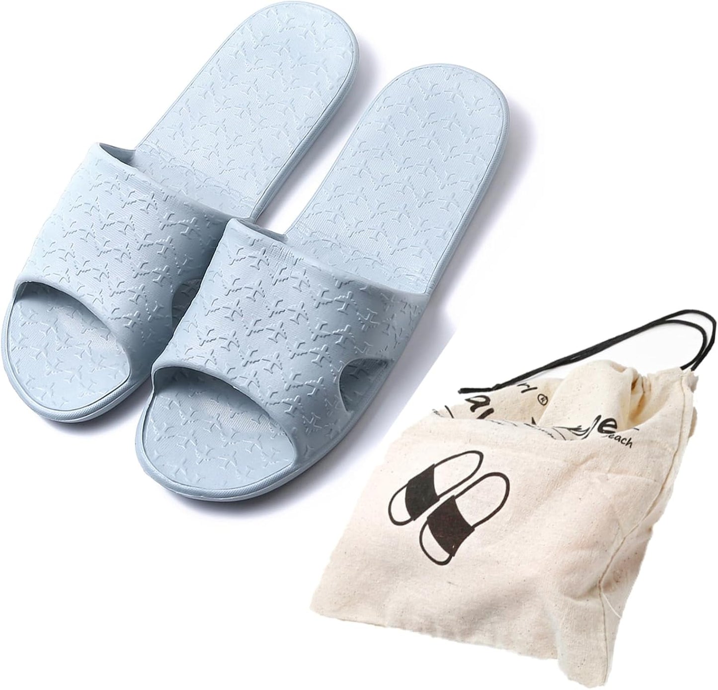 Travel Slippers for Women & Men - Portable Foldable Non-Slip Quick Dry Shoes | Cotton Storage Bag Included