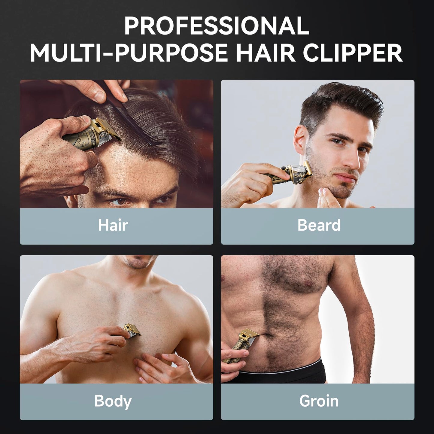 Ciada Hair Clippers for Men Professional Hair Trimmer Barbers Beard Trimmer Shaver Razor T Blade Liner Trimmer Hair Grooming Cutting Kit at Home Cordless Rechargeable Zero Gapped Edgers Gifts for Men