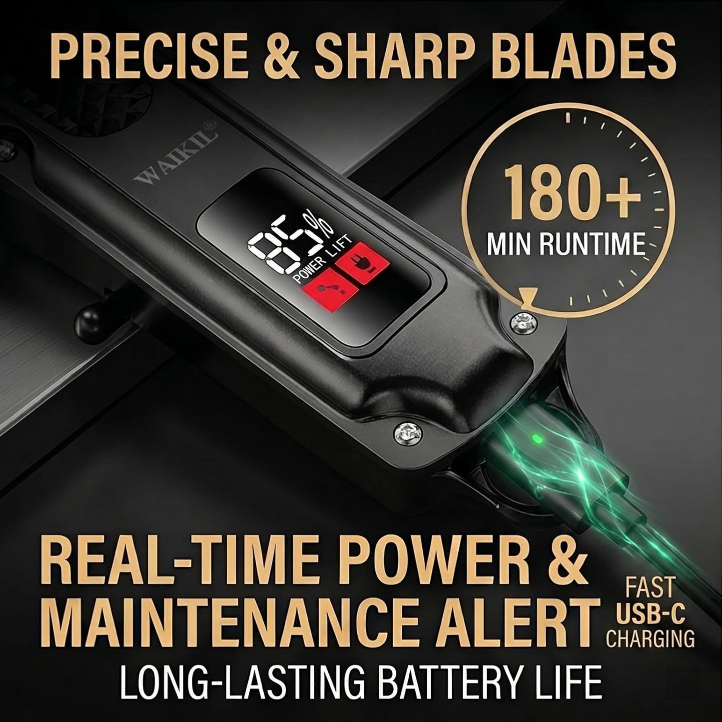 Professional Hair Clippers for Men - Cordless Barber Hair Cutting Kit | Rechargeable with LCD Display