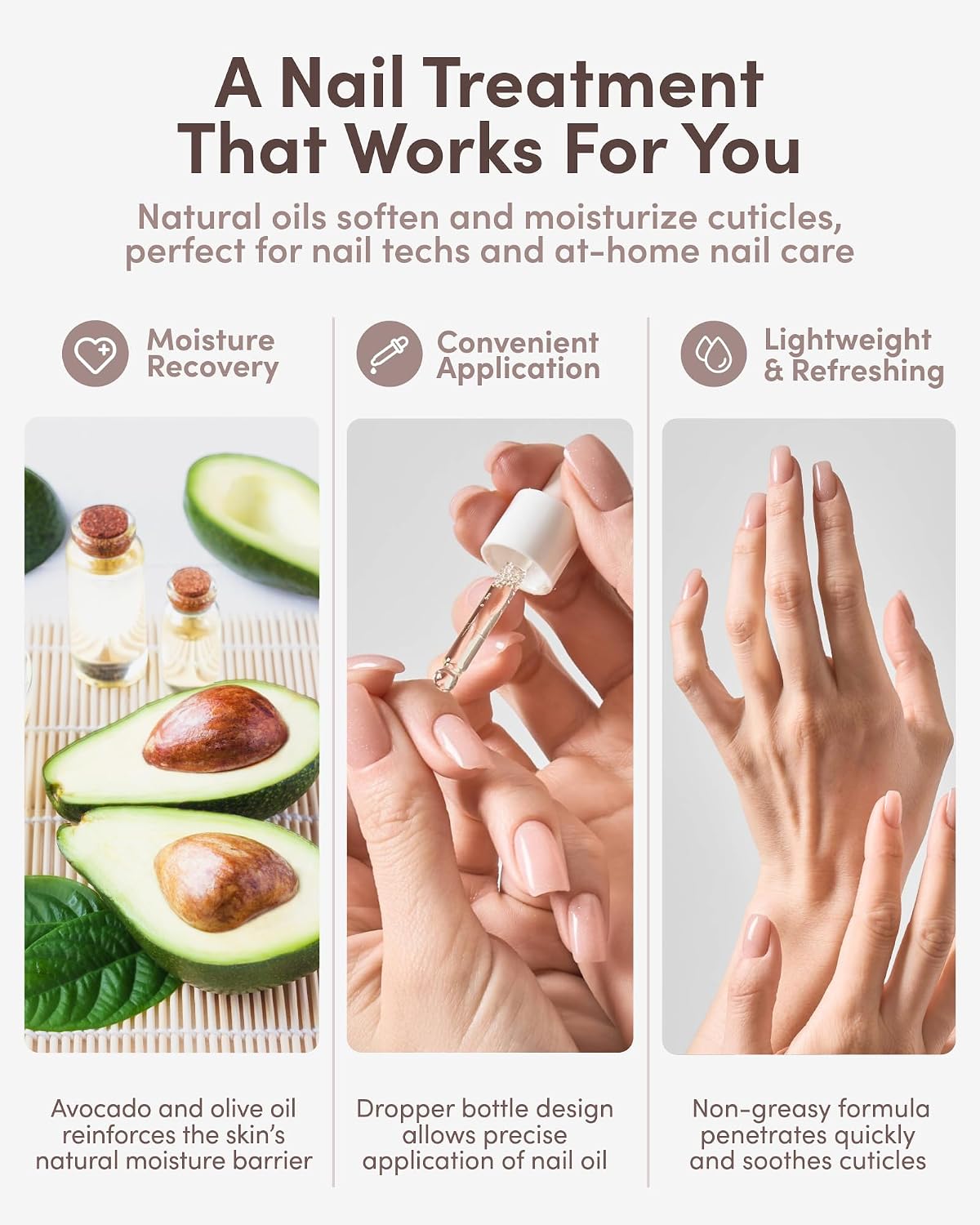 Nail Cuticle Oil with Olive & Avocado - Deep Moisture for Intense Hydration | Vegan Nail Care - 2.3 fl oz