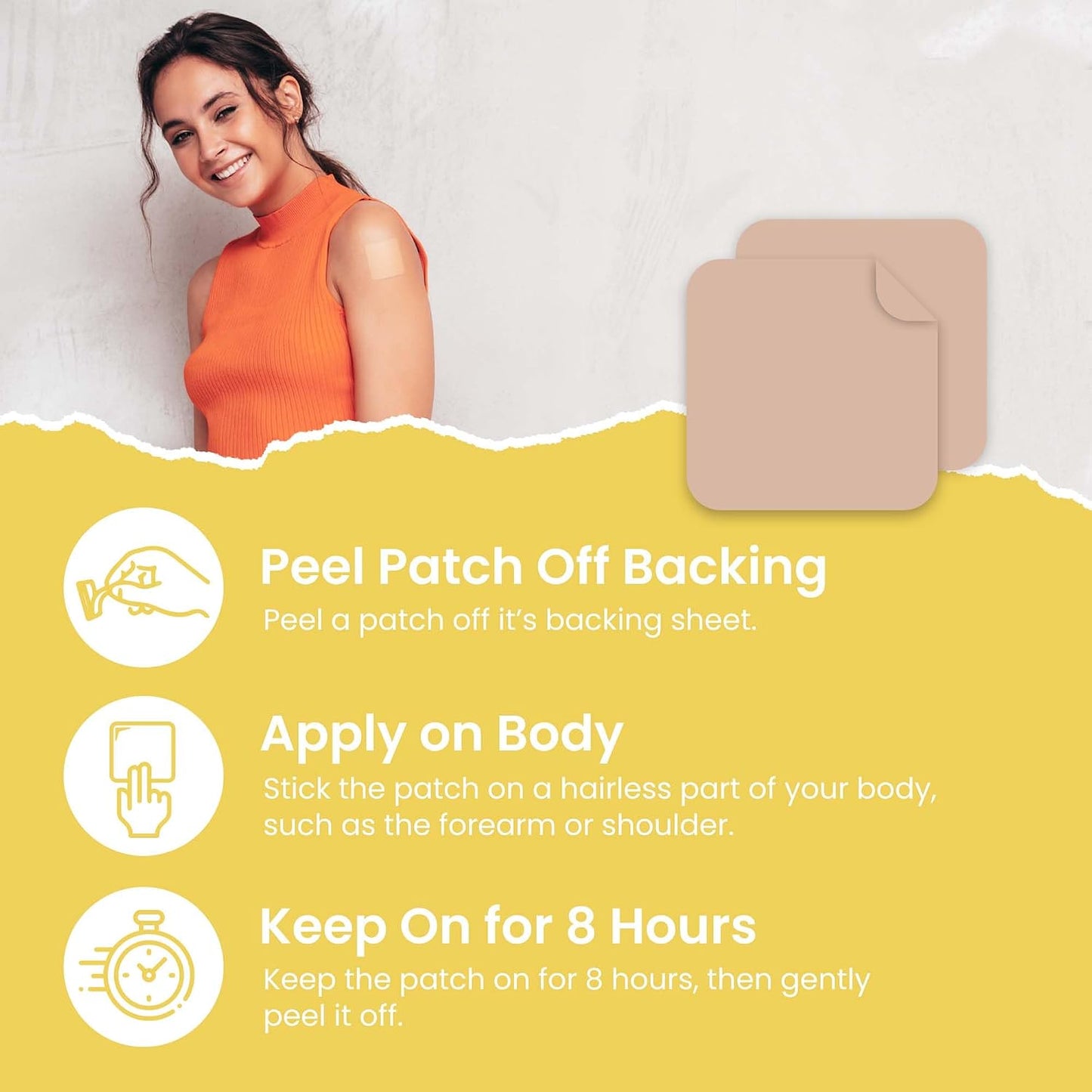 Magnesium Patches - 100% Natural Muscle & Bone Support Patches | Pack of 60 with Calcium