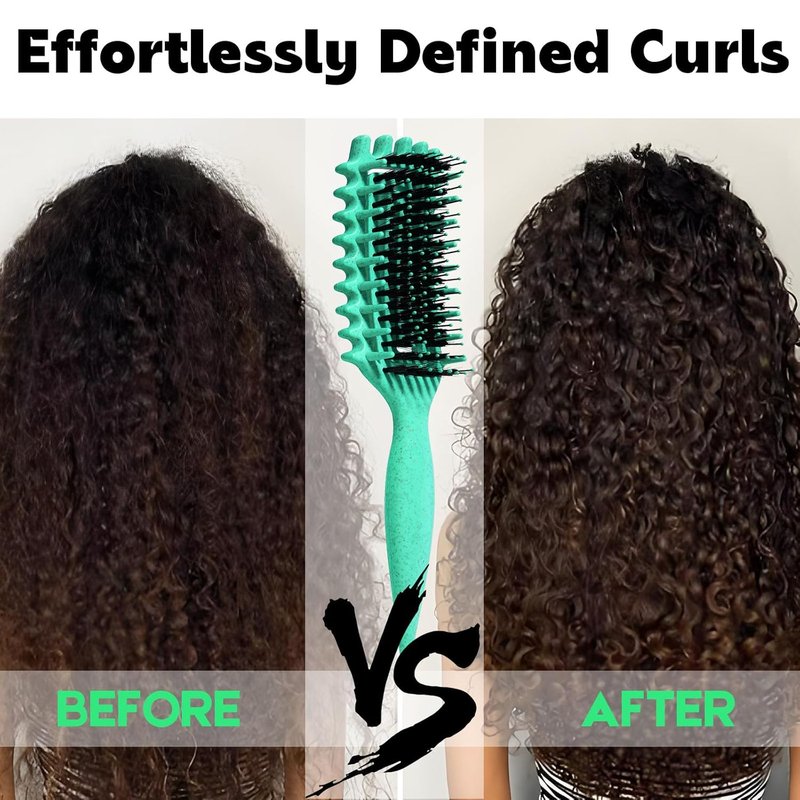 Curly Hair Brush - Candybrush Curl Defining Brush for Detangling & Shaping | Green for Wet & Dry Hair