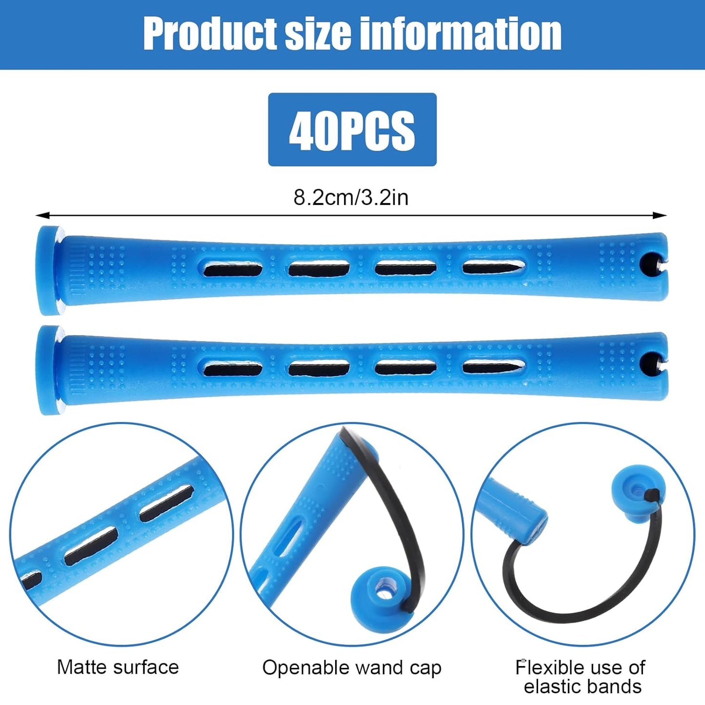Cold Wave Perm Rods Set - 40PCS Plastic Curling Rollers for Long & Short Hair | DIY Hairdressing, Blue