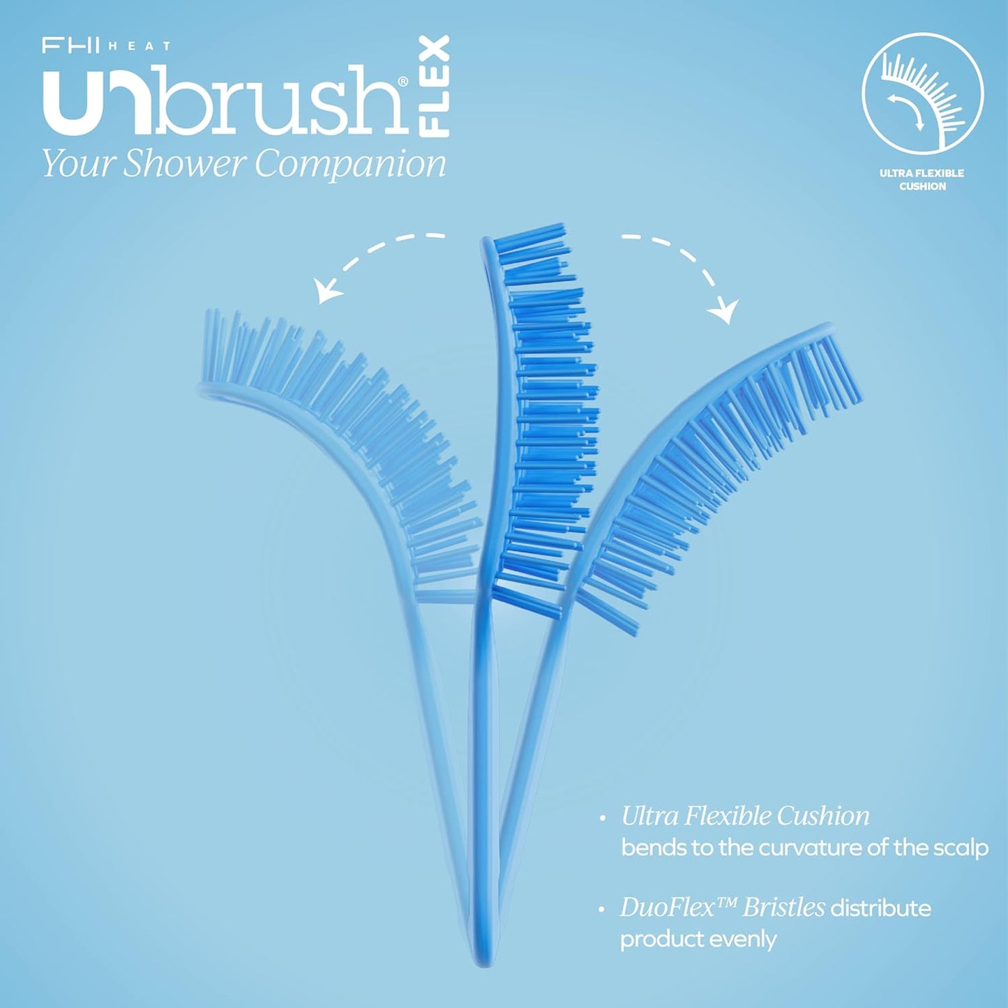 FHI Heat Detangling Brush - Ultra-Flexible Pain-Free Hair Brush with DuoFlex Anti-Static Bristles | Ideal for Tangles & Scalp Massage
