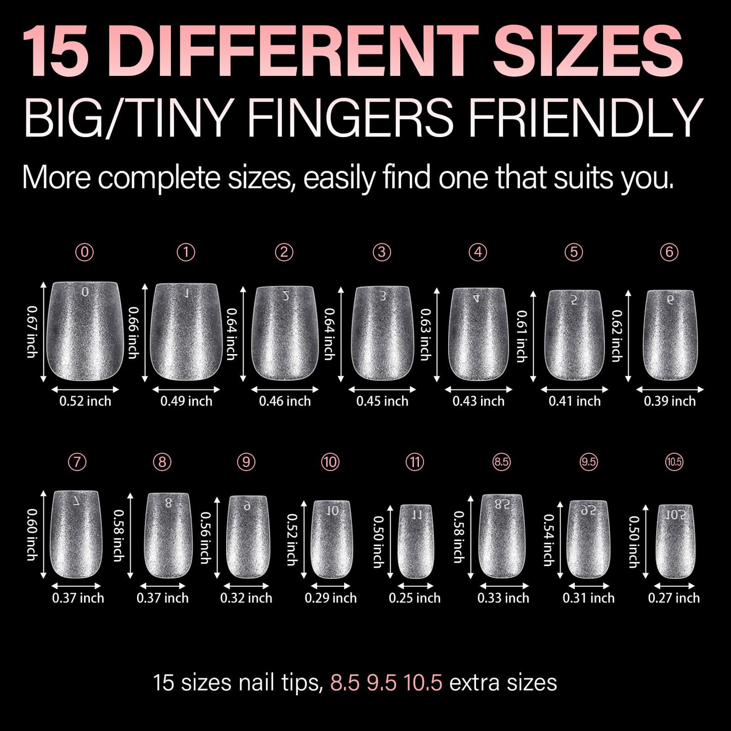 AILLSA Extra Short Coffin Nail Tips Full Cover Acrylic Gel Clear Nail Tips