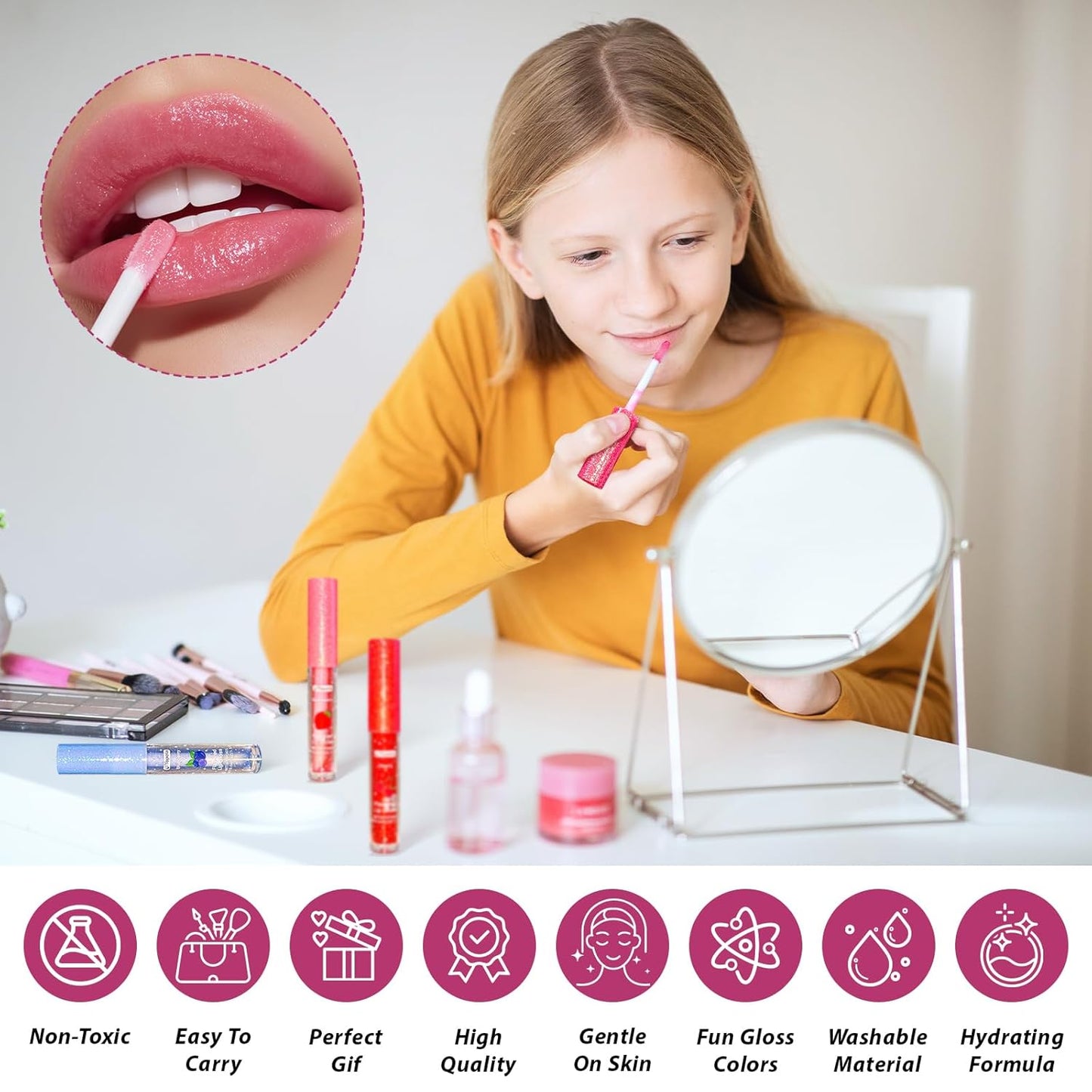 Yopela 12pcs Lip Gloss Set - Moisturizing Glitter Lip Gloss with Vitamin E & Natural Oils | Fruity Flavors for Girls & Teens