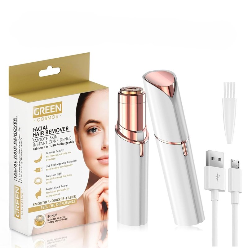 Facial Hair Remover for Women – Gentle & Painless Removal for Peach Fuzz, Lip & Chin – USB Rechargeable