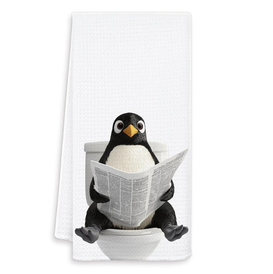 OSLYSOF Funny Penguin Hand Towels for Bathroom Washroom, Penguin Bathroom Decor, Penguins Lover Gifts for Women Men, Funny Polar Animal Penguins Bathrooms Hand Towels, 16x24 Inch