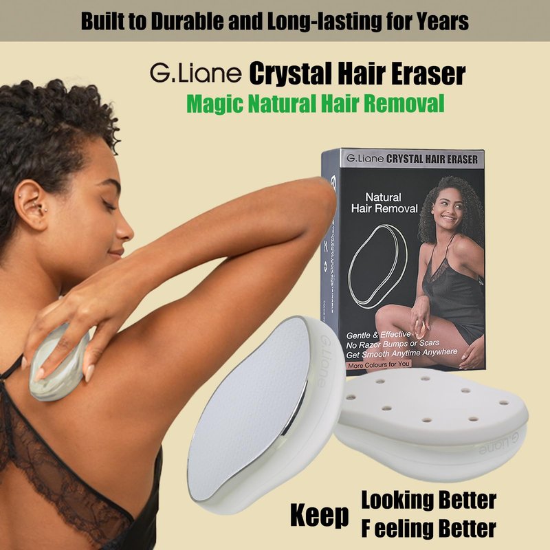 G.Liane Crystal Hair Eraser,Upgraded Painless Crystal Hair Remover,Effective Nano Glass Hair Removal Device and Skin Exfoliation,Body Epilator for Women and Men(Silver)
