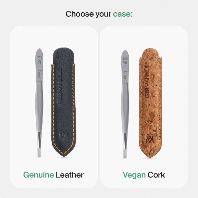 GERMANIKURE Straight Tweezers in Cork Case - Made in Solingen Germany