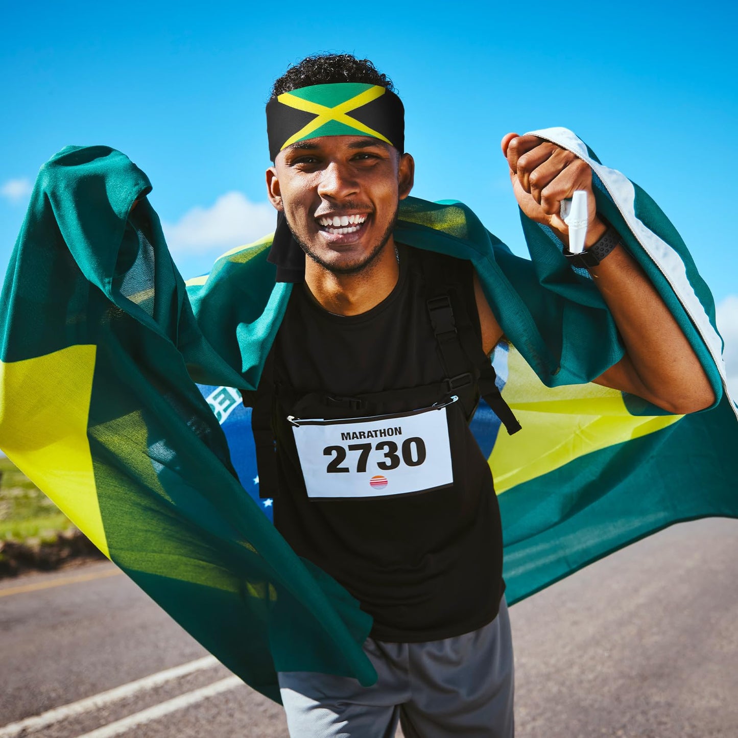 Solsew 6 Pcs Jamaican Flag Bandana Jamaican Headbands for Women Green Yellow Black National Flag Headband Sweatbands Independence Day Gift for Men Women Sports