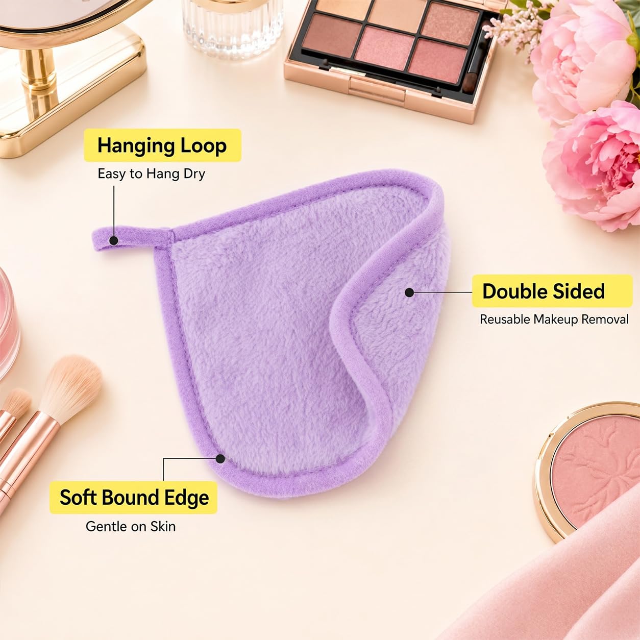 Sukh Makeup Remover Cloth | 7PCS Reusable Microfiber Pads - Soft 6x6 Inch Cleansing Towels for All Skin Types