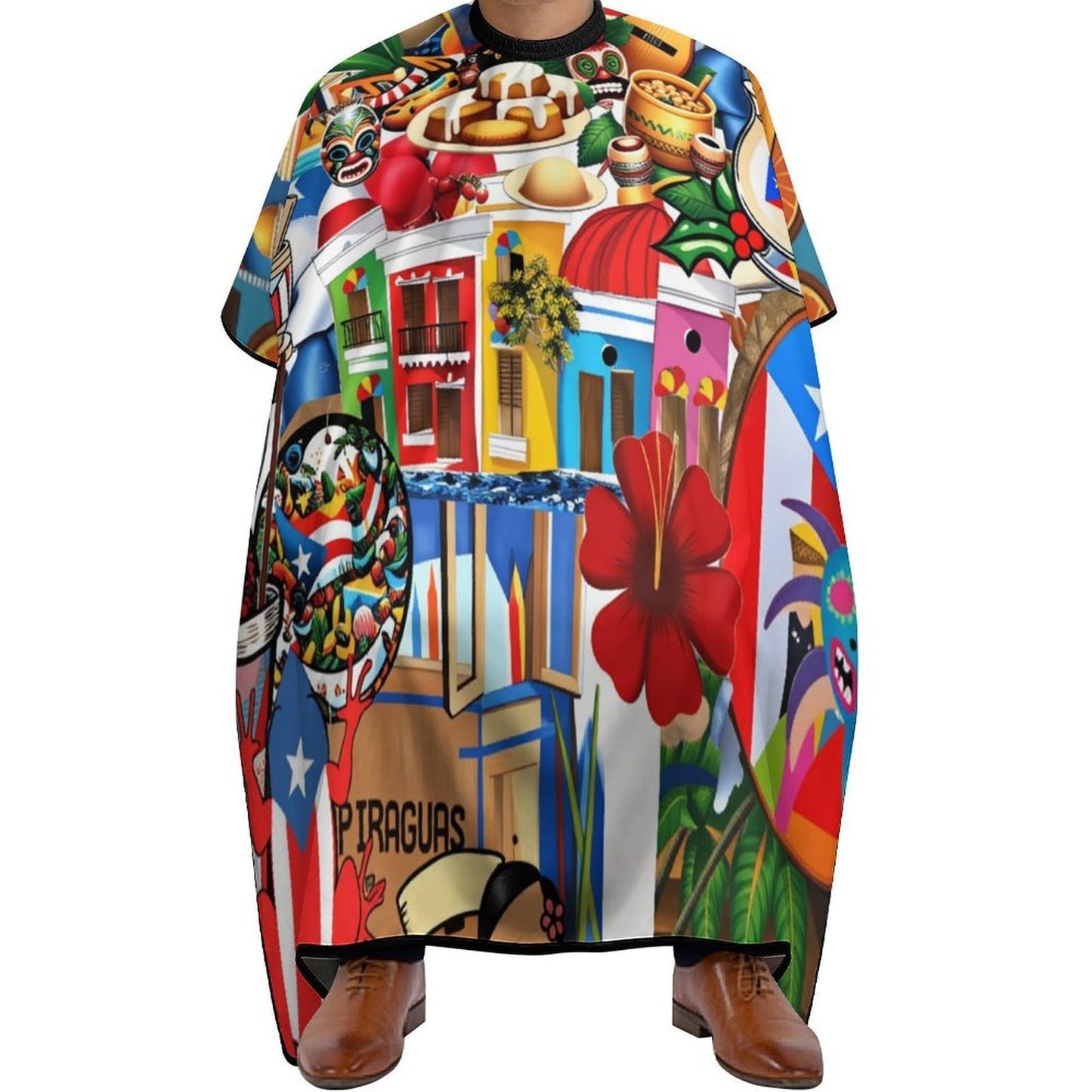 PGDFHGF Puerto Rico Culture Adult Barber Apron for Men Women, Soft Durable Hairdressing Cape with Adjustable Snap Closure for Home Use Barbershops Salons