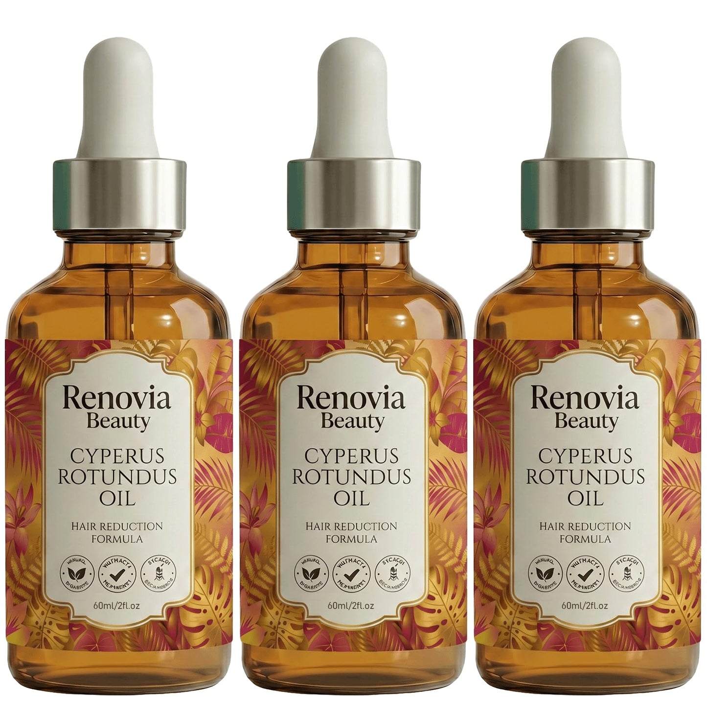 Renovia Beauty Cyperus Rotundus Oil, Renovia Beauty Hair Removal, Stop Unwanted Hair Growth Naturally,2fl.oz (3pcs)
