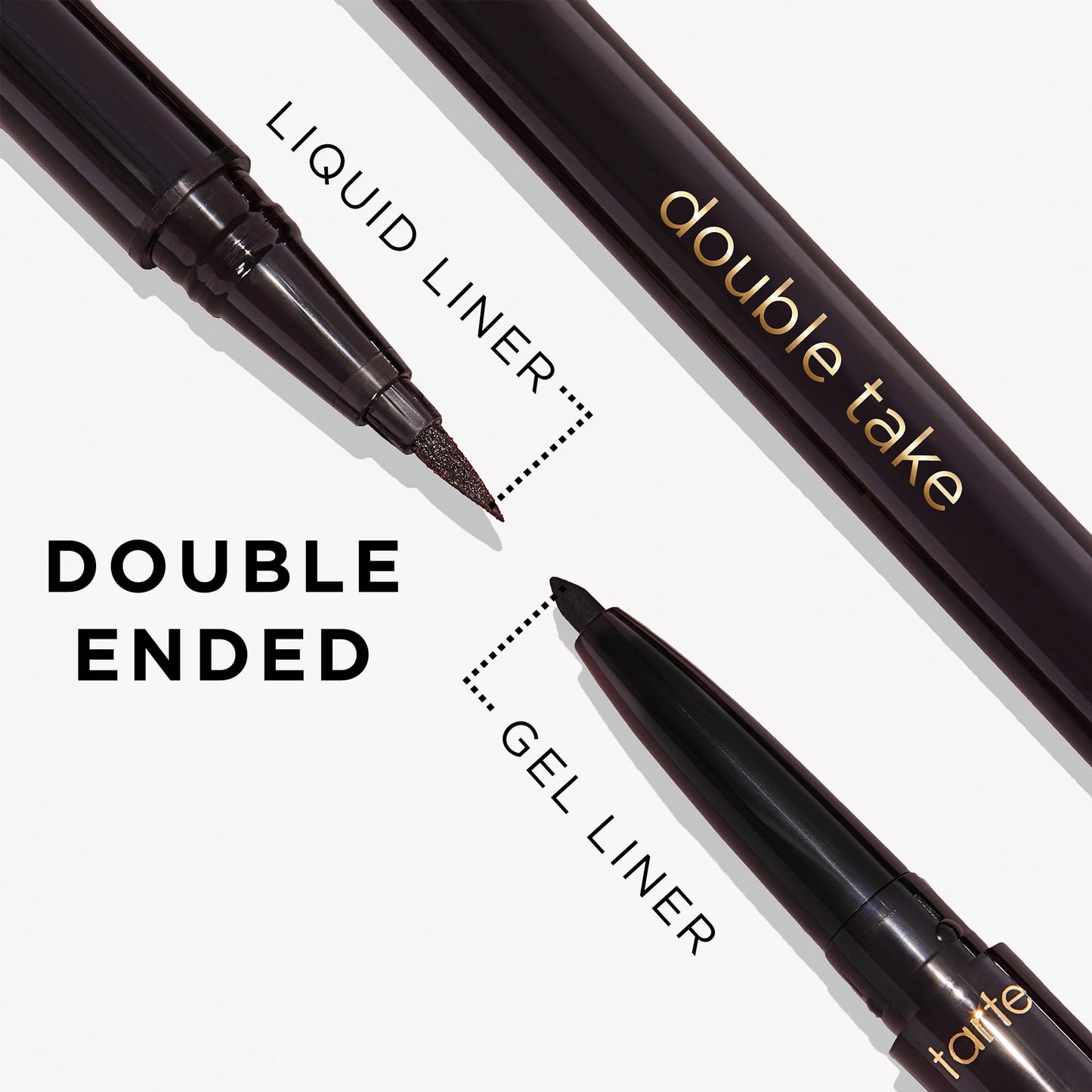 tarte double take eyeliner – 2-in-1 Liquid & Gel Eyeliner for Bold All-Day Wear, Waterproof, Easy to Apply, Vegan, Cruelty-Free, full size, brown