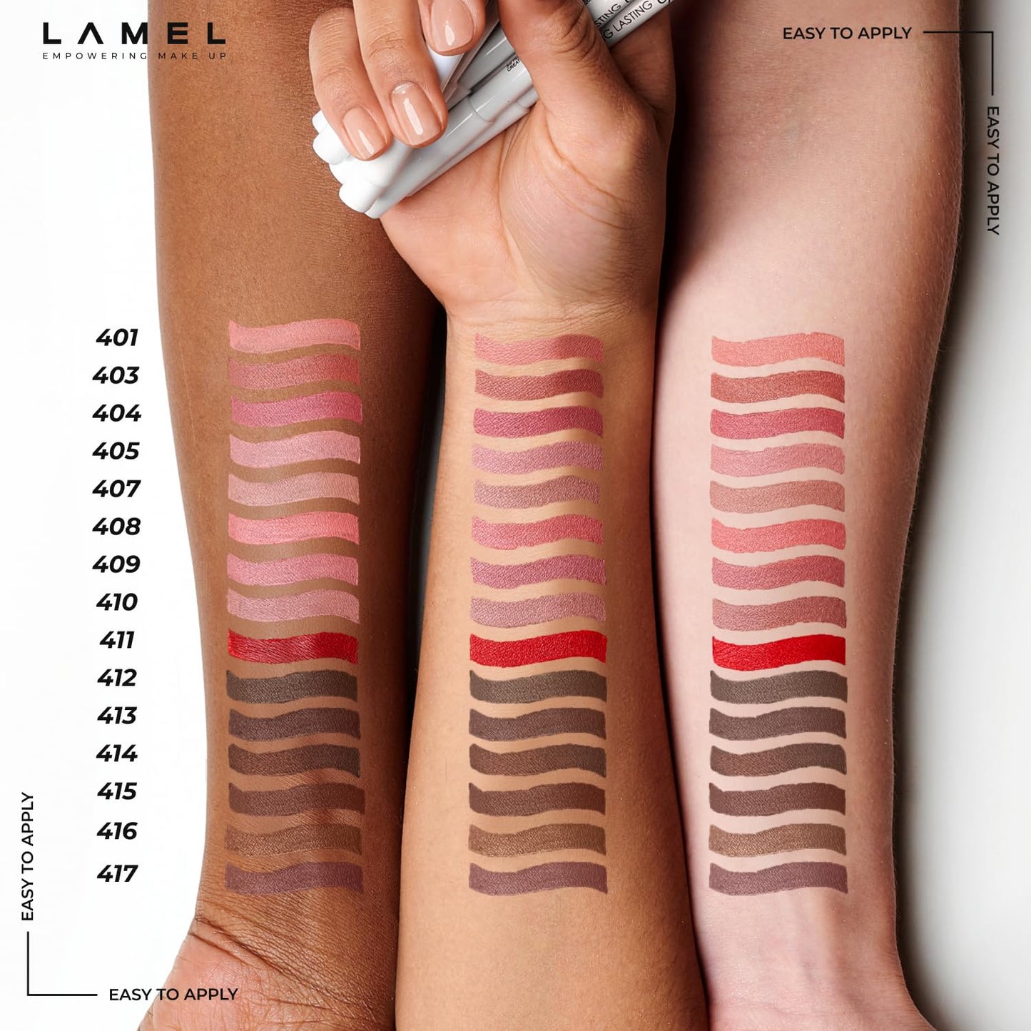 Lamel Gel Lip Liner Pencil - Waterproof 2-in-1 Lip Liner | Nude, 8-Hour Wear, High Pigment, Creamy Texture