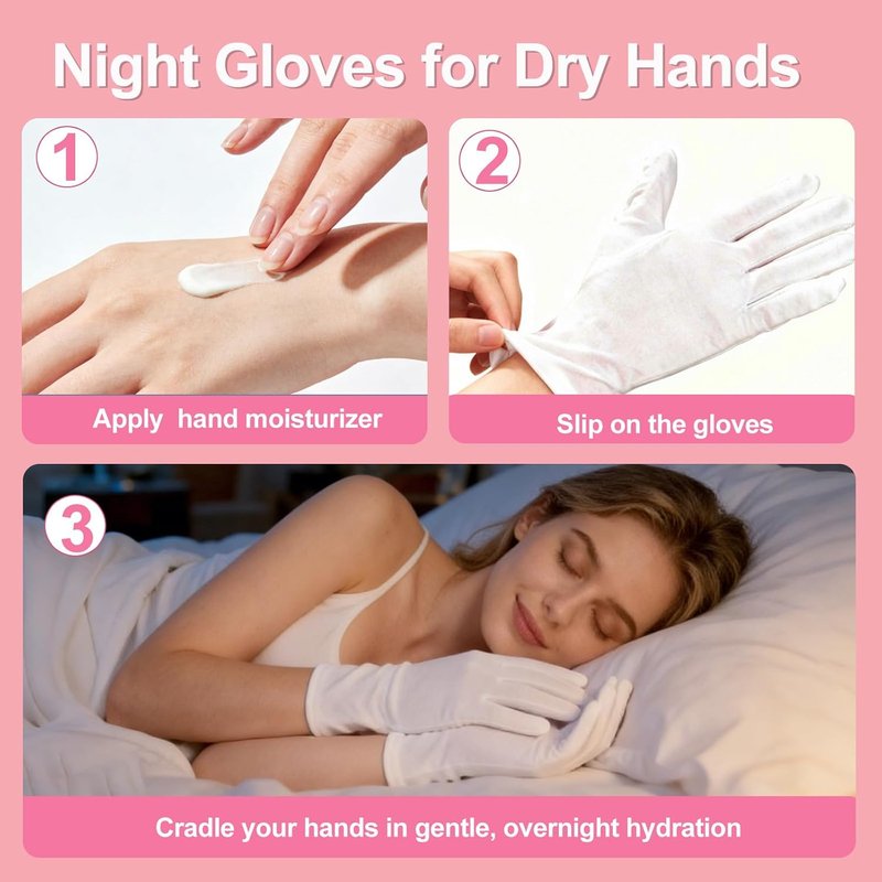 White Cotton Gloves for Eczema Care | 12-Pack Soft Sleep Gloves for Dry Hands, Arts & Crafts, Wedding, Halloween