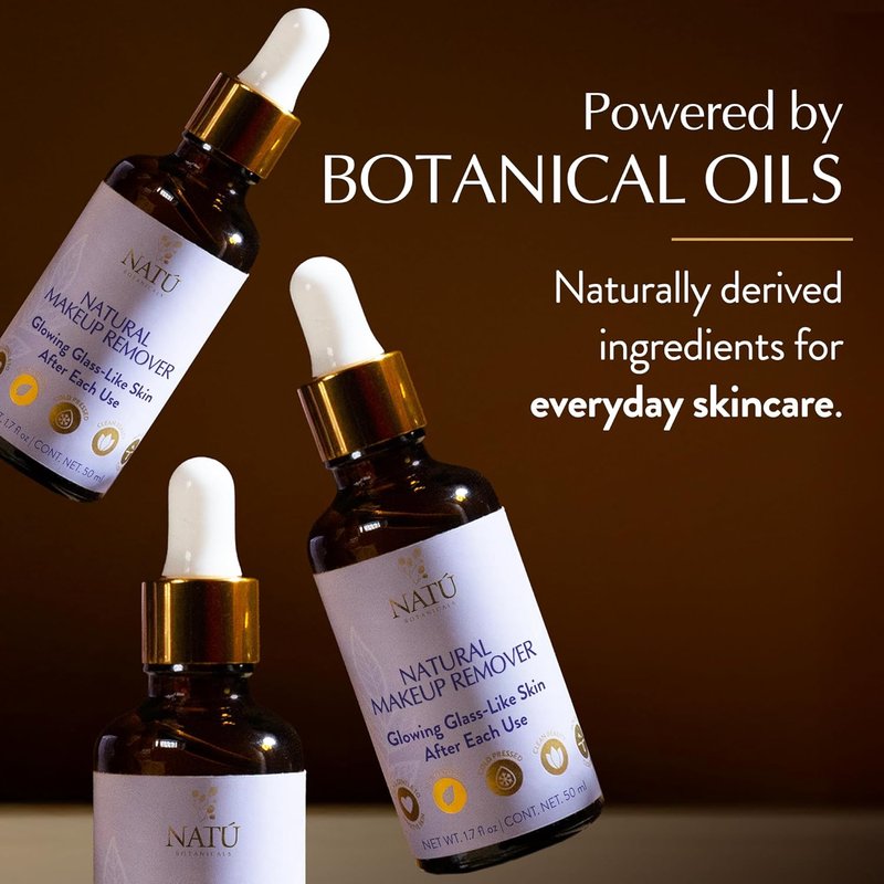 Natural Makeup Remover Oil Cleanser - Gentle Lip & Eye Makeup Remover | Nourishing Hydrating Formula for All Skin Types