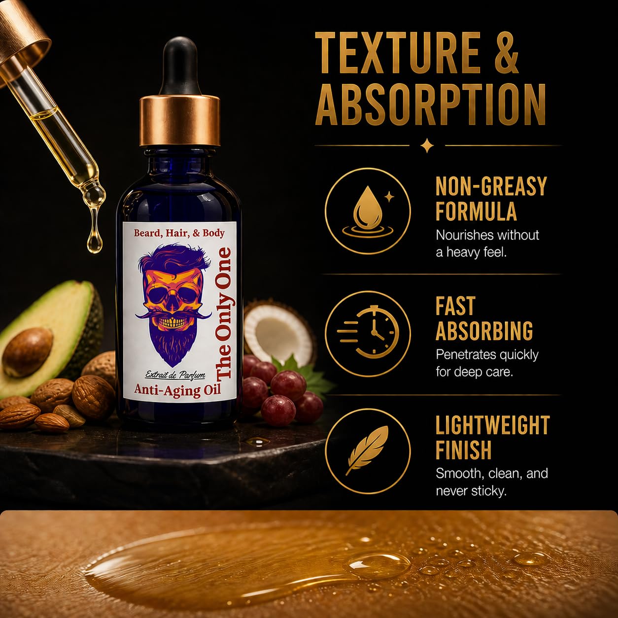 The Only One Scented Beard Oil for Men Beard Growth Serum & Conditioner | Softener & Moisturizer for Dry Oily Skin | 11 Natural Anti-Aging Oils | Argan, Jojoba & Castor | Facial Hair & Mustache Growth