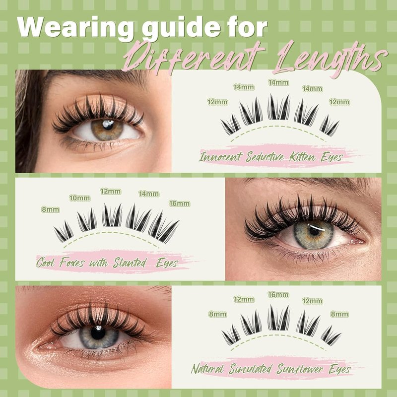 Bunny Lash Clusters - C Curl Manga Lashes for Anime Looks | Wispy Natural, Waterproof DIY Extensions (8-18 Mix)