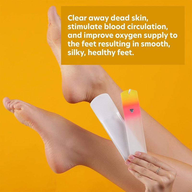 Czech Glass Foot File - Premium Callus Remover with Sleeve | Sunset Color
