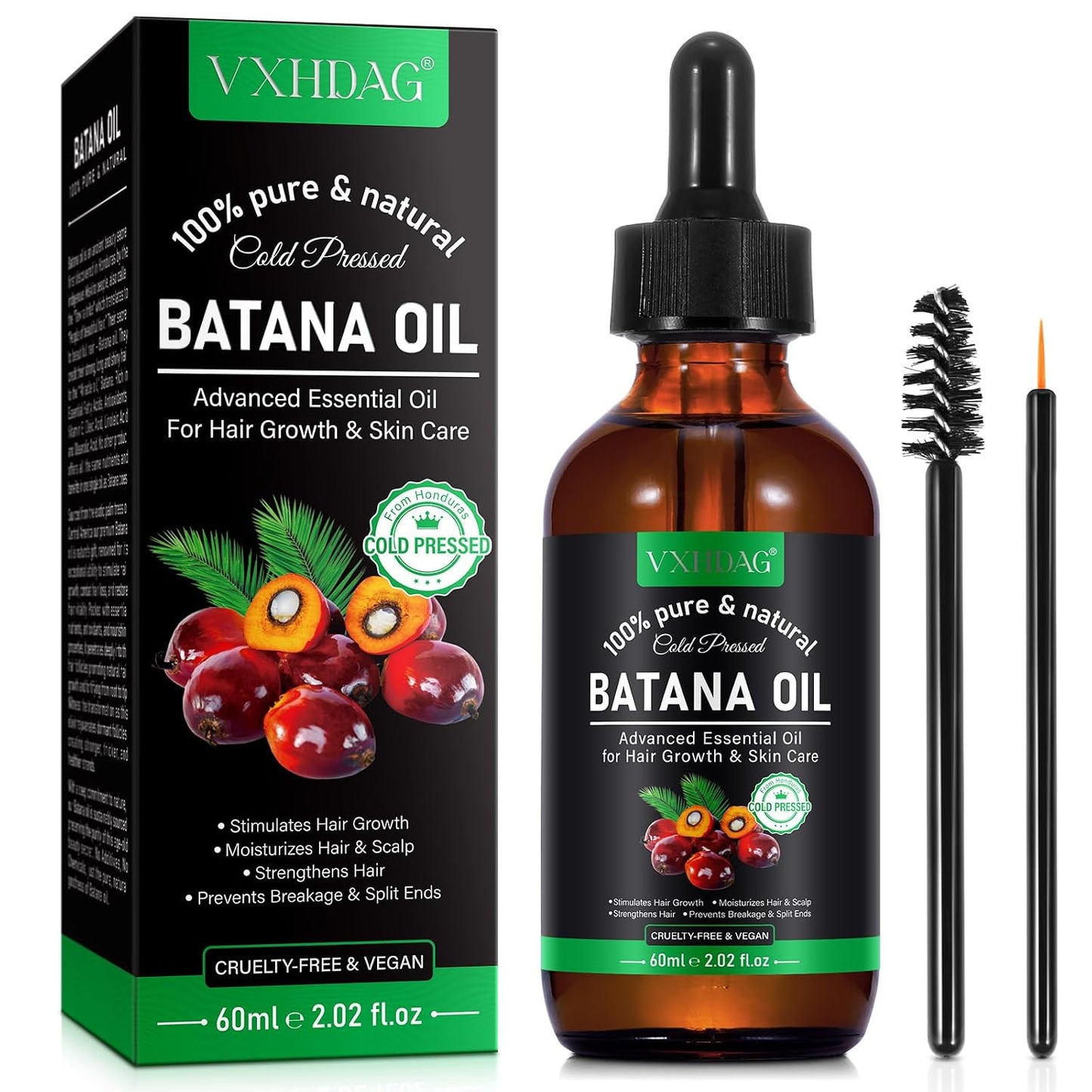 Batana Oil - 100% Pure Natural Hair Growth Oil | Nourishes & Eliminates Split Ends, 2.02 fl oz