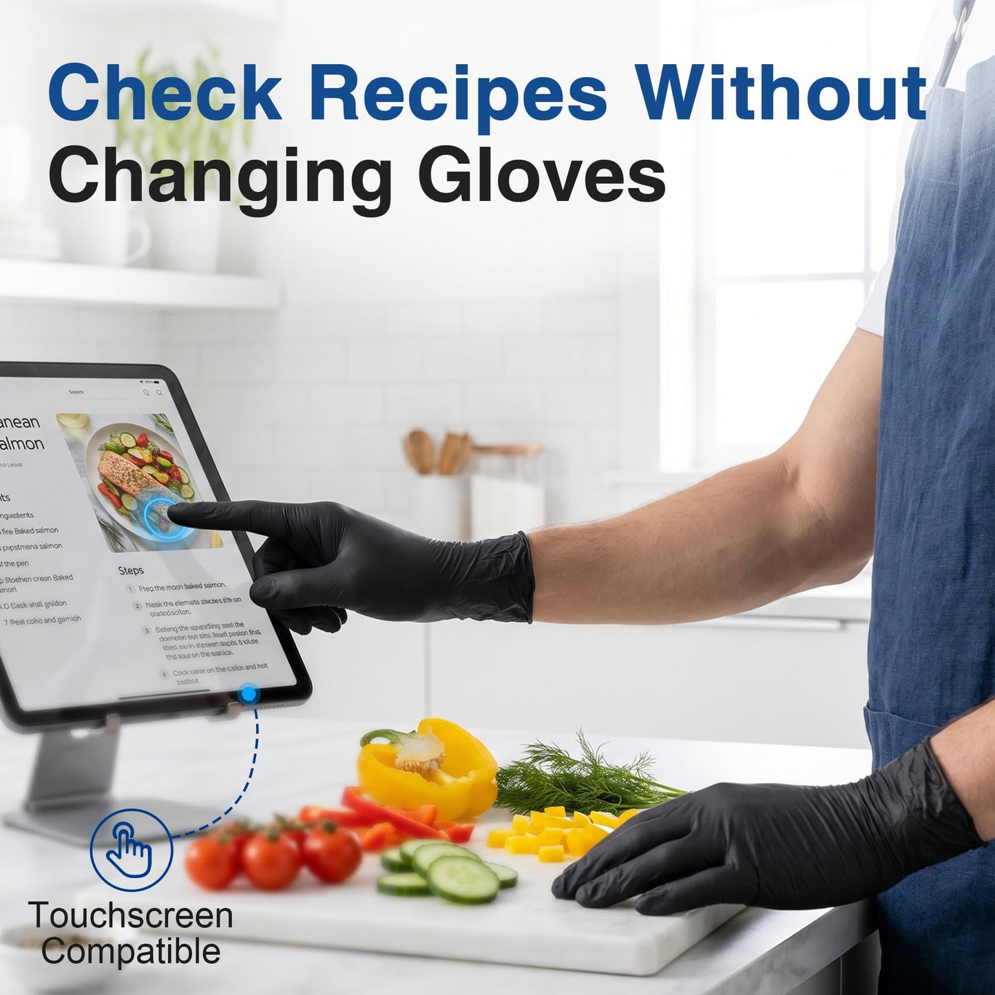 Schneider Black Vinyl Synthetic Exam Gloves, 4 Mil, Large, Disposable Gloves Latex-Free, Plastic for Medical, Cooking, Cleaning, and Food Prep, Surgical Powder-Free, Non-Sterile, 100-ct Box (L)