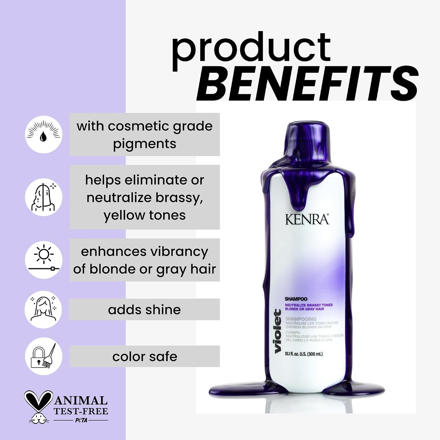 Kenra Violet Shampoo - Purple Pigment for Brassy Tones | Moisturizes Processed Hair | Color Safe