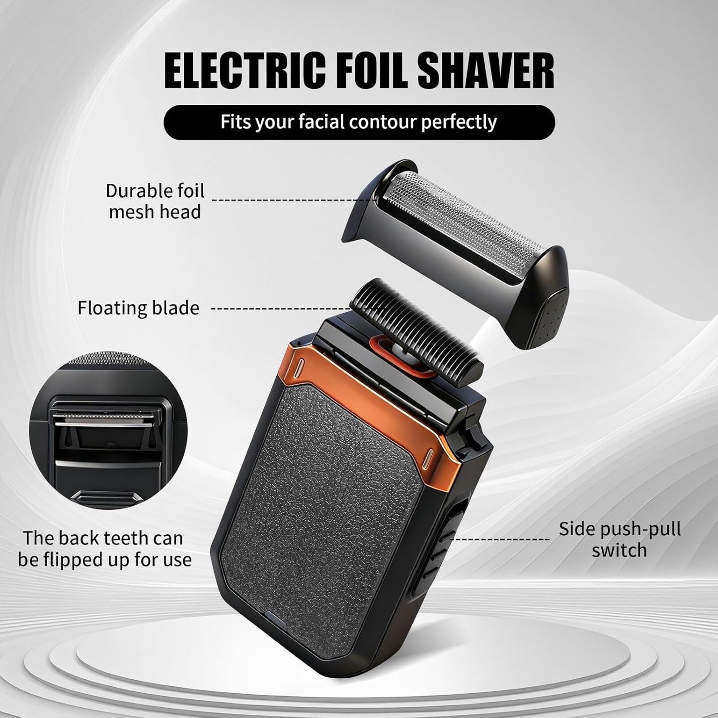 Men's Hair Trimmer - Professional Electric Shaver & Nose Hair Clippers | Cordless T-Blade Grooming Kit (Bronze)