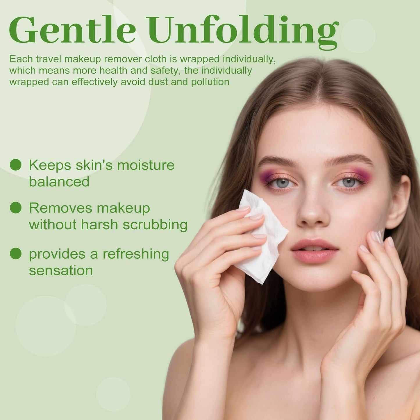 Makeup Remover Wipes - Gentle Travel Cleansing Wipes for Face | Individually Wrapped, Cucumber Scent, Pack of 50