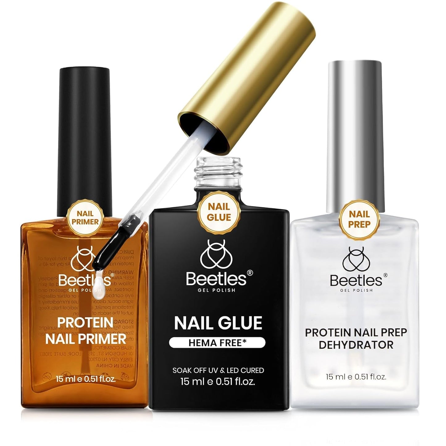 Beetles Gel Nail Kit - Almond Short 288pcs Nail Tips with Hema-Free Glue & Base Gel Set | DIY Acrylic Press-On Nails