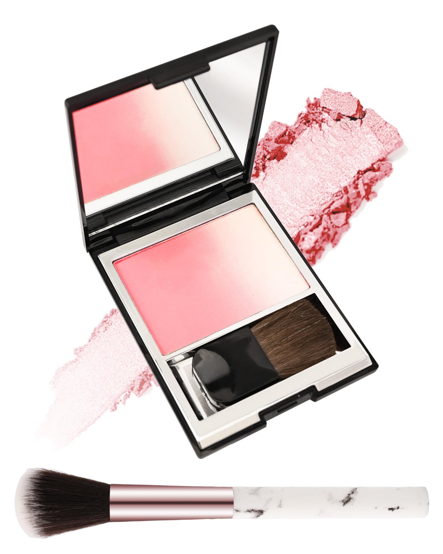 Blush Powder for Cheeks,Gradual Shimmer Pink Blusher Palette with Brush,Lightweight Buildable Color Blush Hightlighter Powder,Longlasting Waterproof Facial Makeup,Women's Day Gift for Women Girl-05#