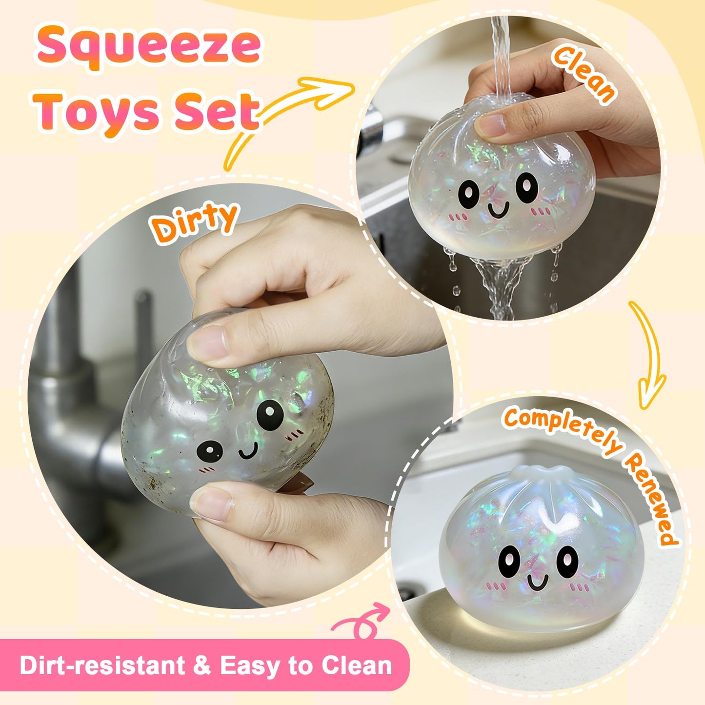 AZBFAN 22PCS Squishy Toys,Dumpling Squishy,Cat Paws, Ultra-Soft TPR Material, Squeeze Toys Set are Perfect for Stress Relief for Both Children & Adults, Classroom Birthday Gifts