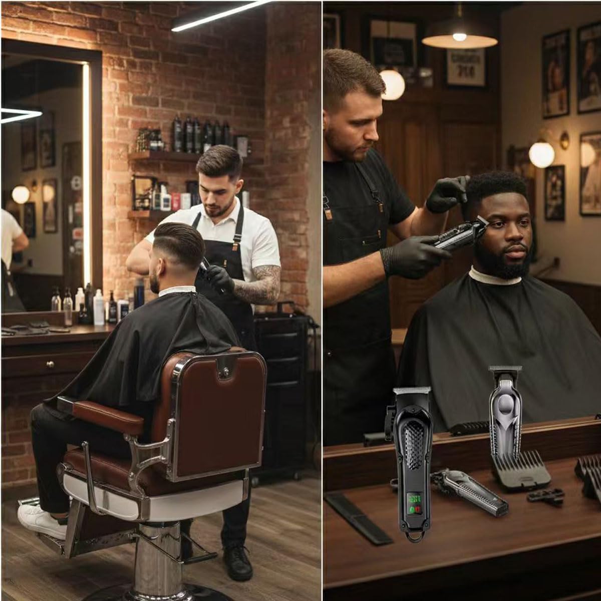 JININQ Professional Cordless Hair Clippers for Men, Adjustable Hair Trimmer Kit with LED Display, Precision Grooming Set for Haircuts, Beard, and Travel Use
