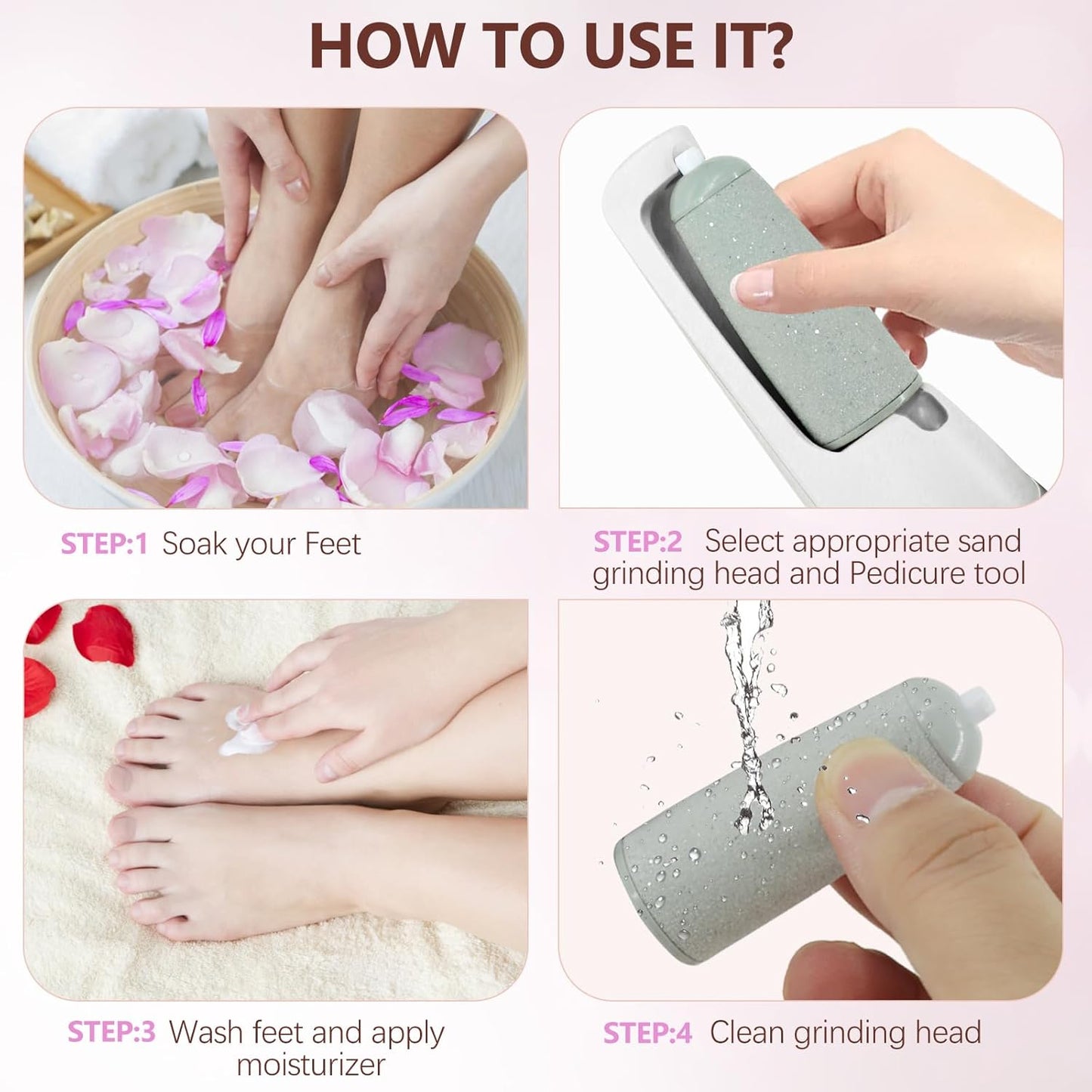 Electric Callus Remover - Rechargeable Pedicure Kit with 12 Tools | Smooth Feet & Remove Dry Skin (White)