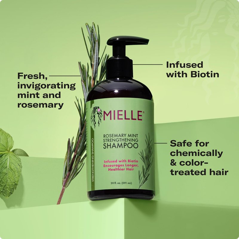 Mielle Organics Rosemary Mint Biotin Shampoo - Strengthening & Moisturizing for All Hair Types | 20 oz