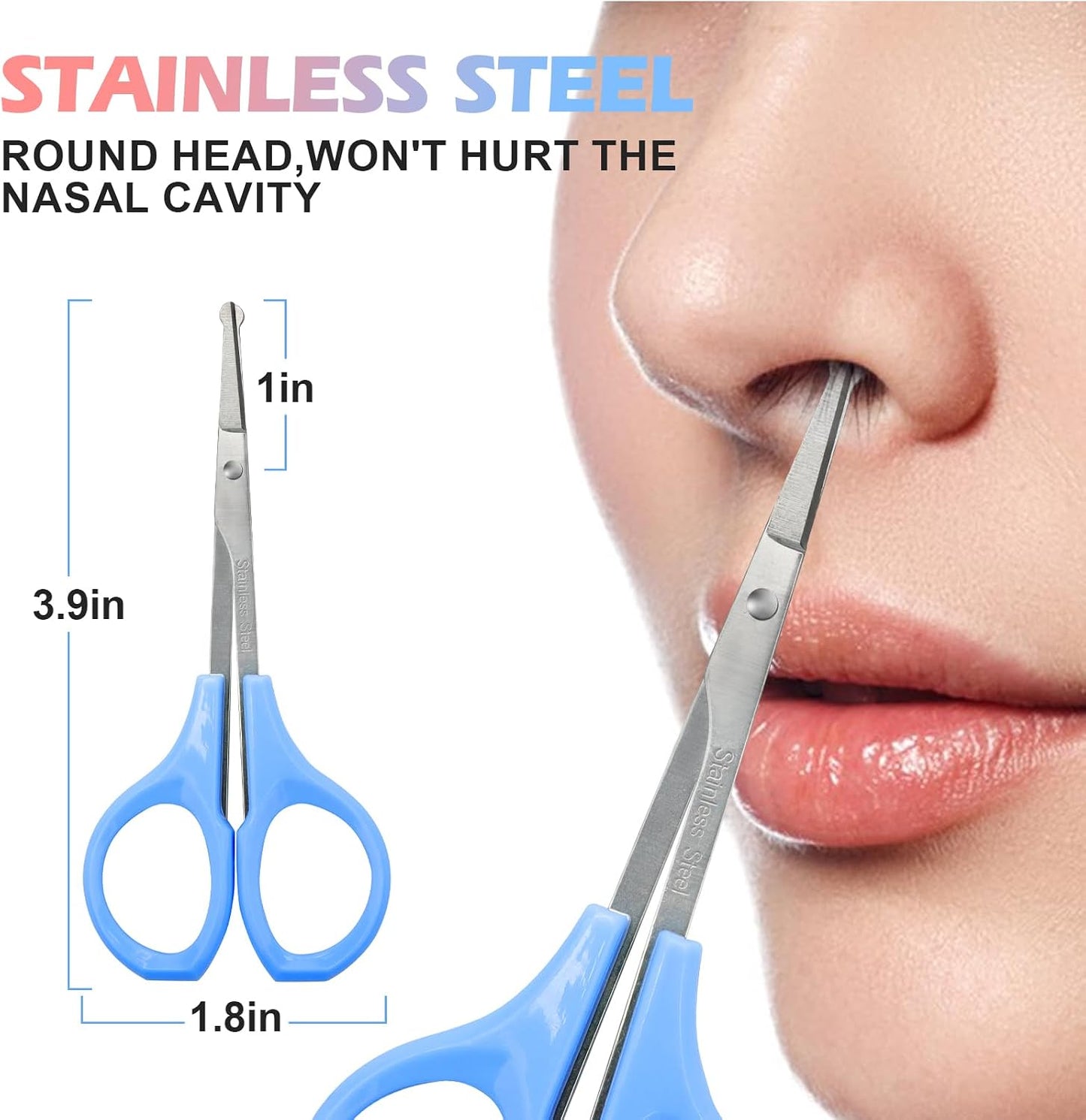Eyebrow Scissors for Women - 2 Pcs Stainless Steel Facial Hair Trimmers | Small Beauty Scissors for Beard, Nose, Moustache