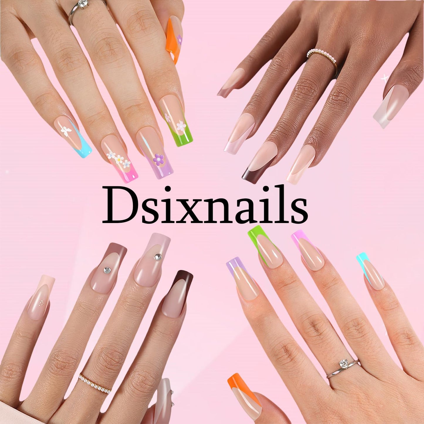 Dsixnails French Tip Press on Nails, Soft Gel Nail Tips