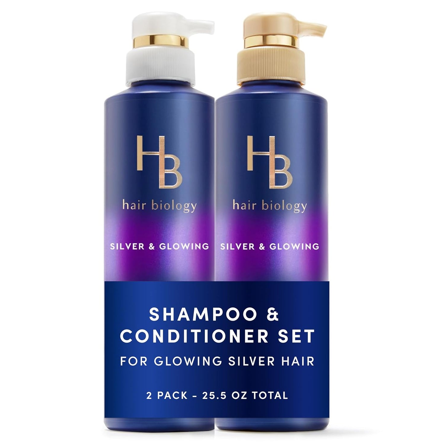 Biotin-Infused Purple Shampoo & Conditioner Set - Anti-Brassiness for Grey Hair | Moisturizing, Color-Safe, 12.8 Fl Oz Each, 2 Pack