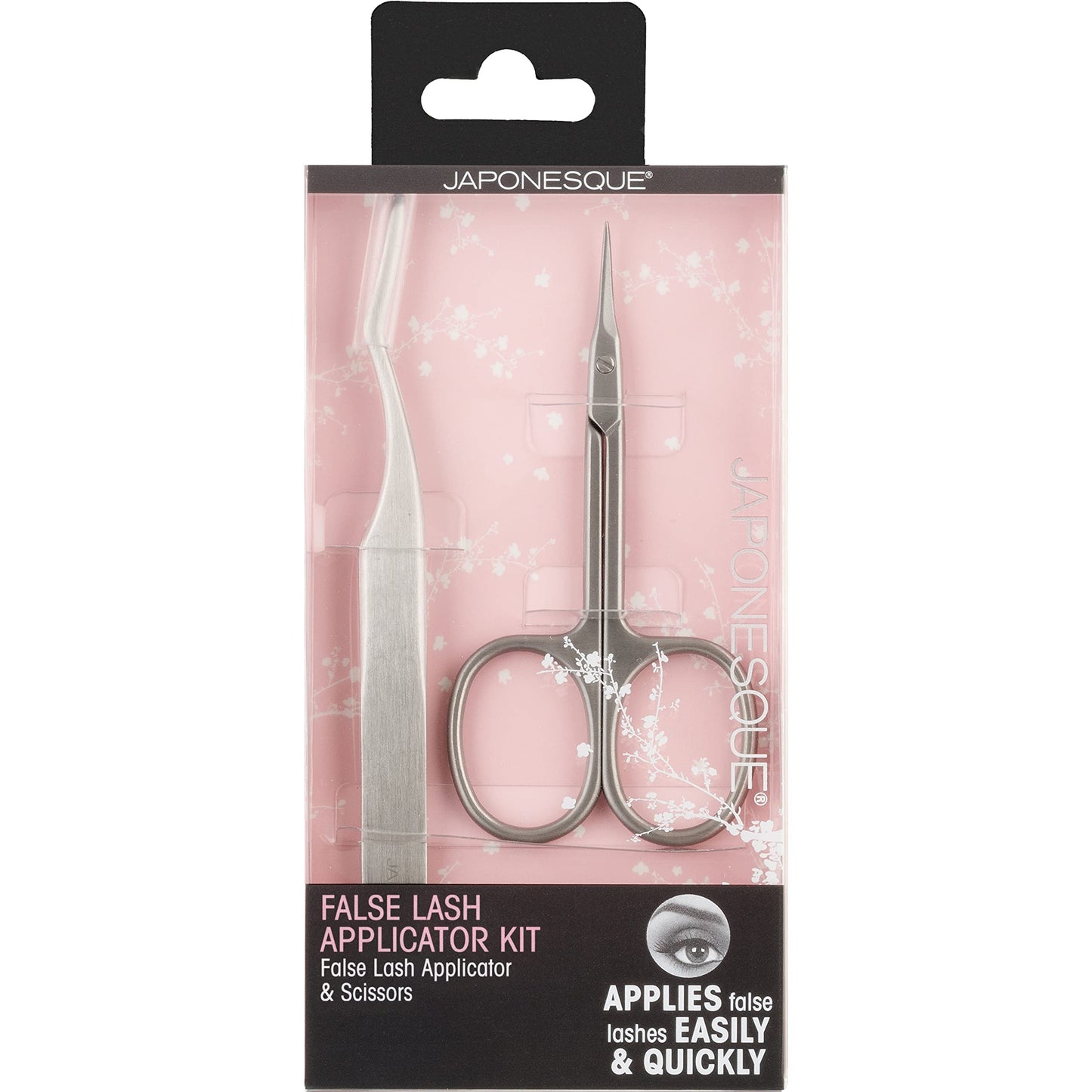 JAPONESQUE False Eyelash Applicator Kit, Stainless Steel Scissors And Tweezer Applicator Duo - Two Piece Kit For Easy, Natural Looking False Eyelashes, Works On Strips and Lash Clusters