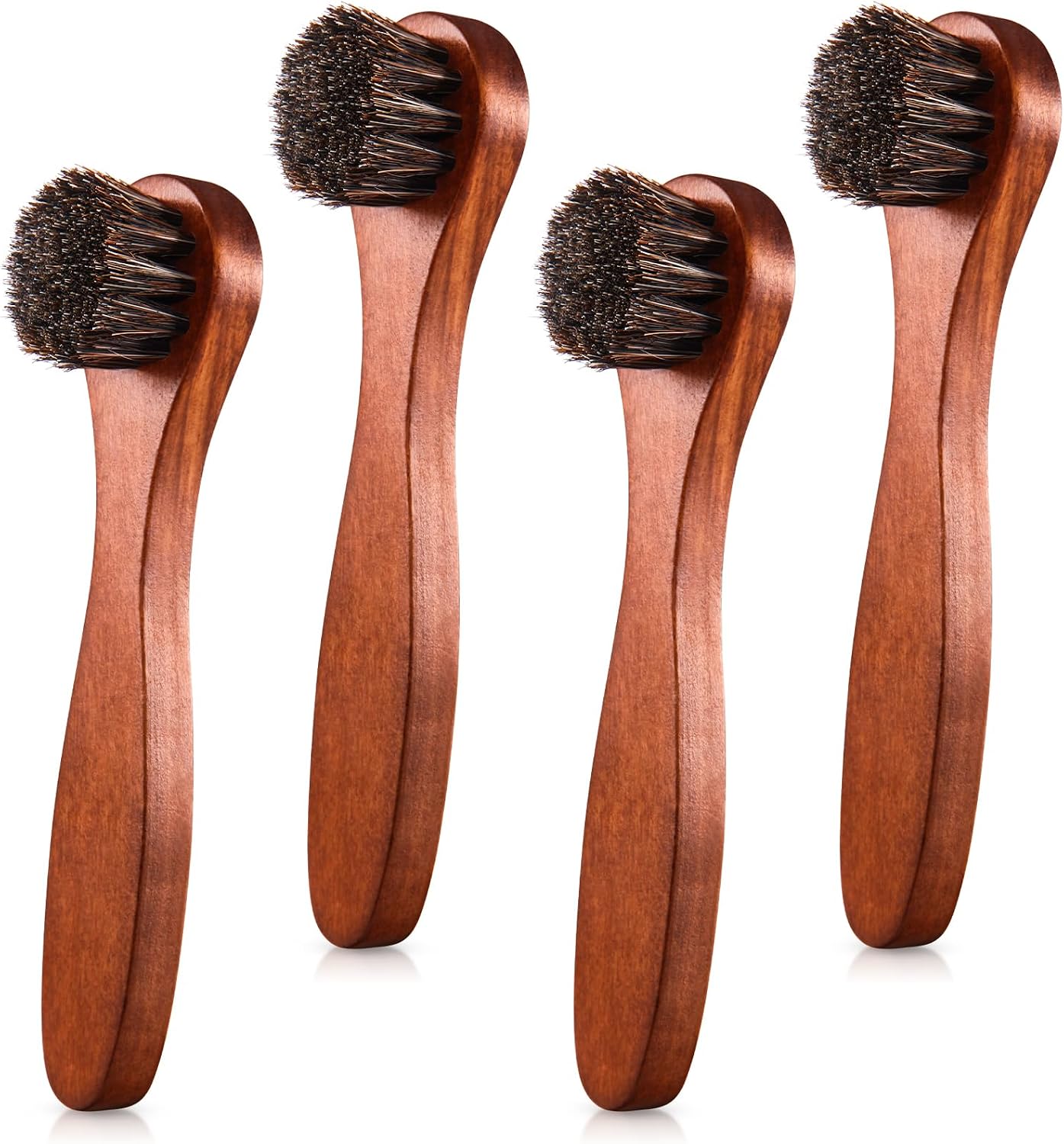 Horsehair Shoe Brush Kit - 4 Pcs Leather & Suede Cleaning Brushes with Microfiber Gloves | Shoe Care Essentials